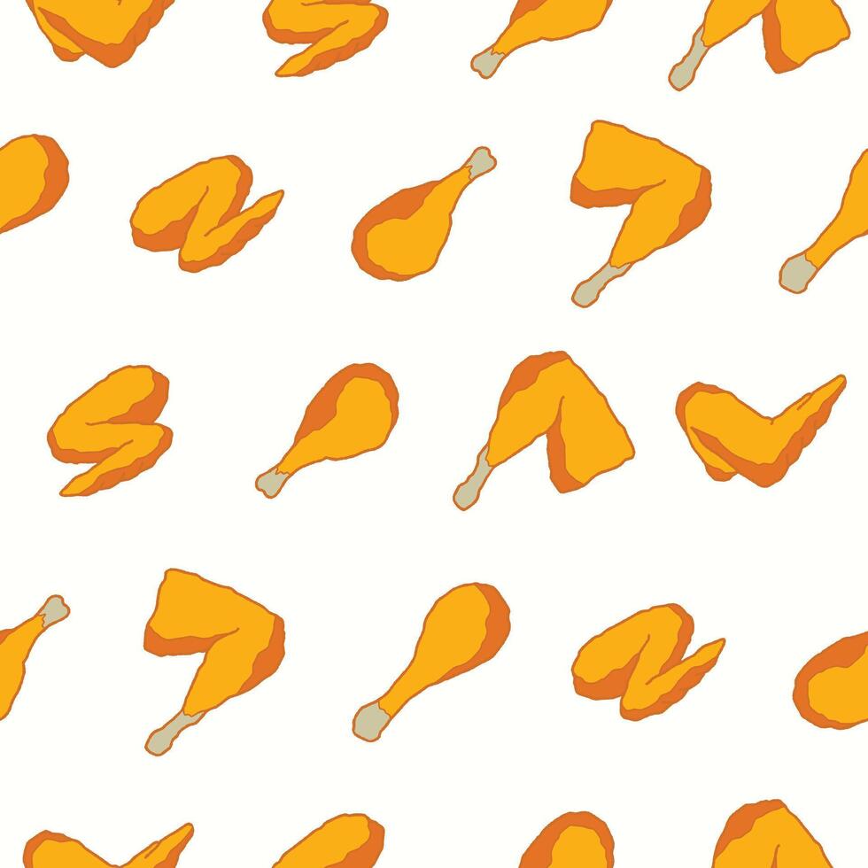 Collection of Fried Chicken Seamless Pattern illustration Design vector
