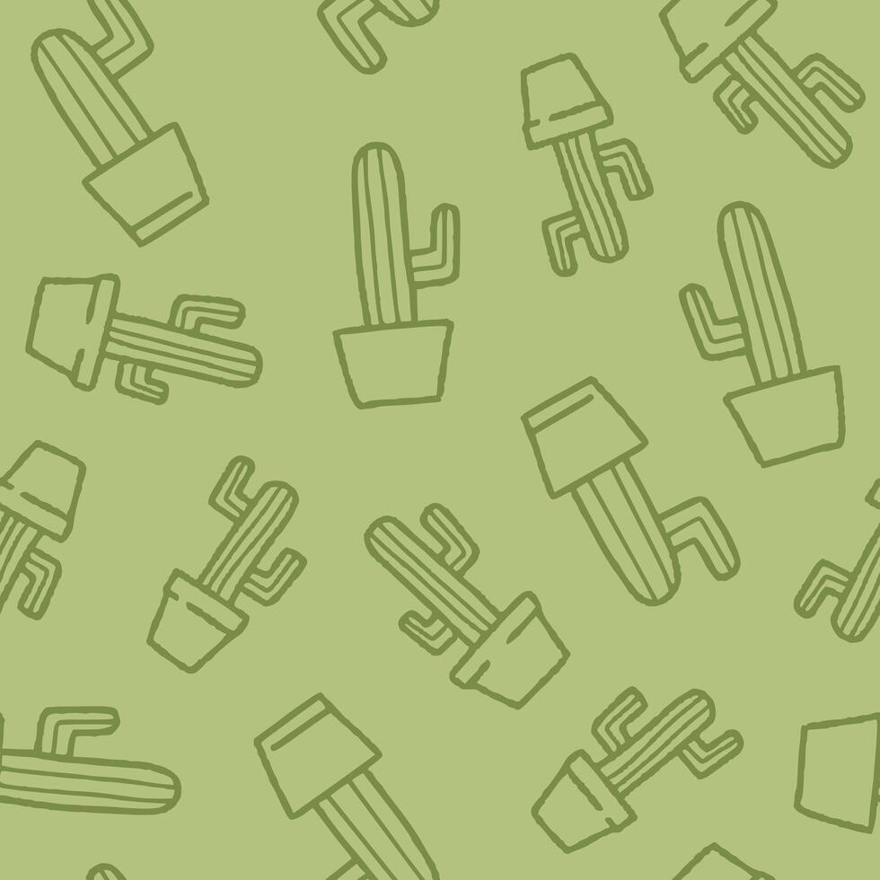 Outline Cactus Seamless Pattern illustration for Print, Wallpaper, Decoration. vector