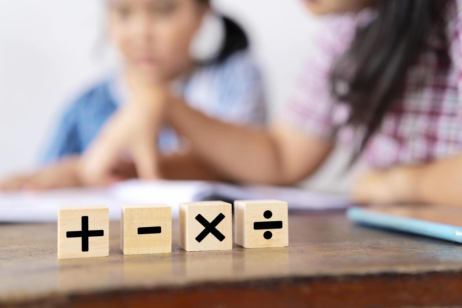 Mathematical signs, addition, subtraction, multiplication, and division photo