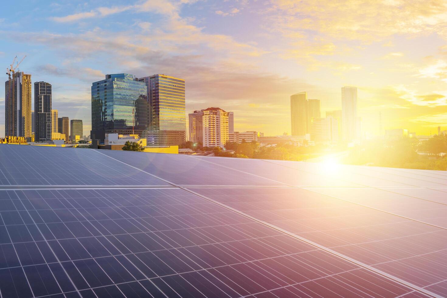 Power plant using renewable solar energy with sun photo