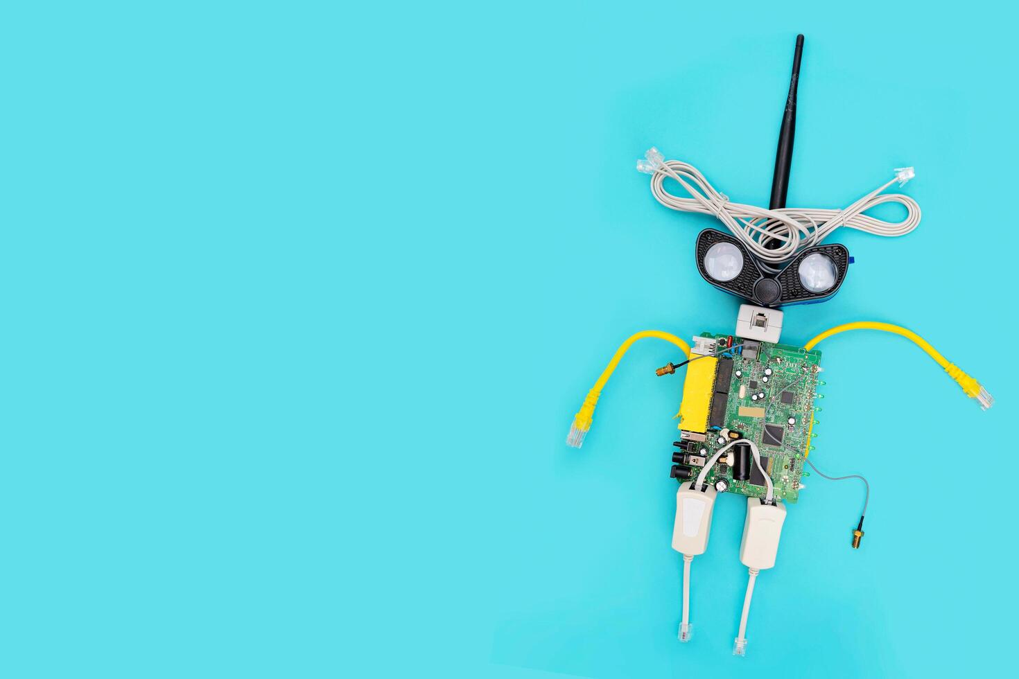 A metal robot and an electronic board that can be programmed photo