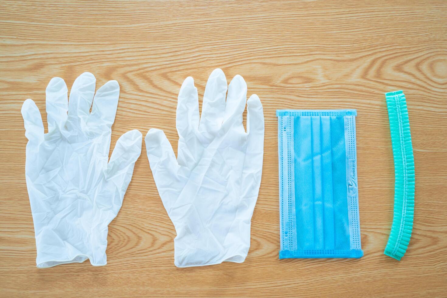 medical surgical masks, Latex gloves and medical cap photo