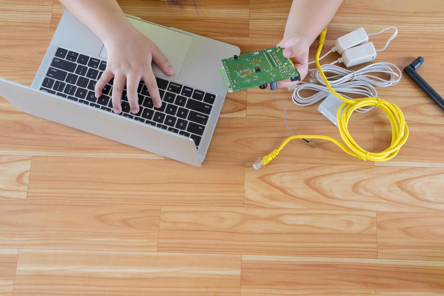 Learning with electronic components. STEM Education for kids photo