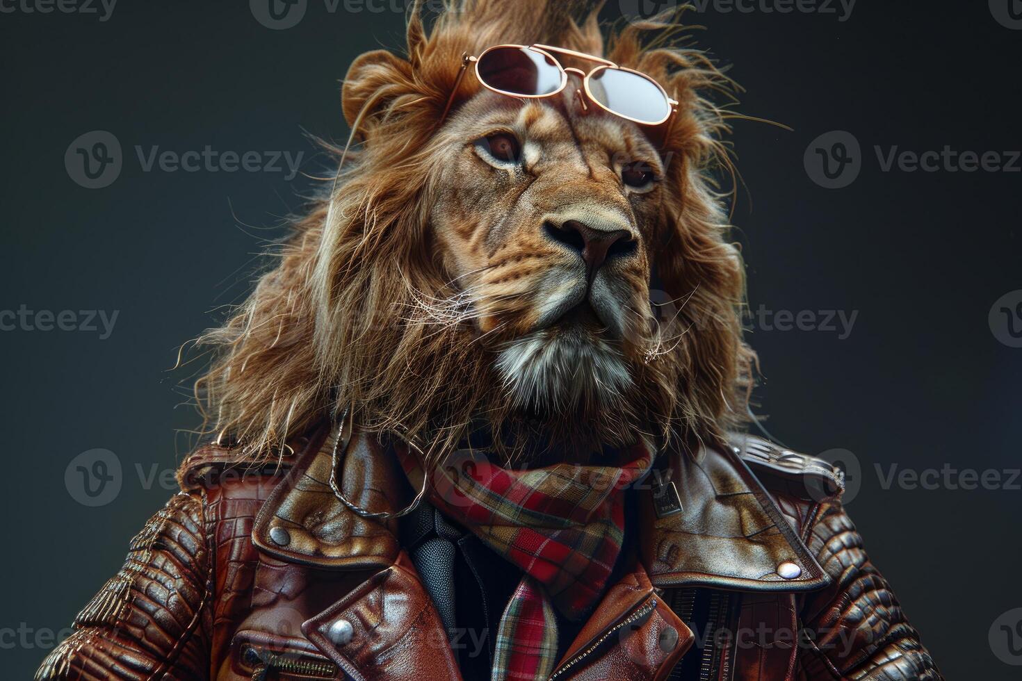 Cool lion in stylish attire photo