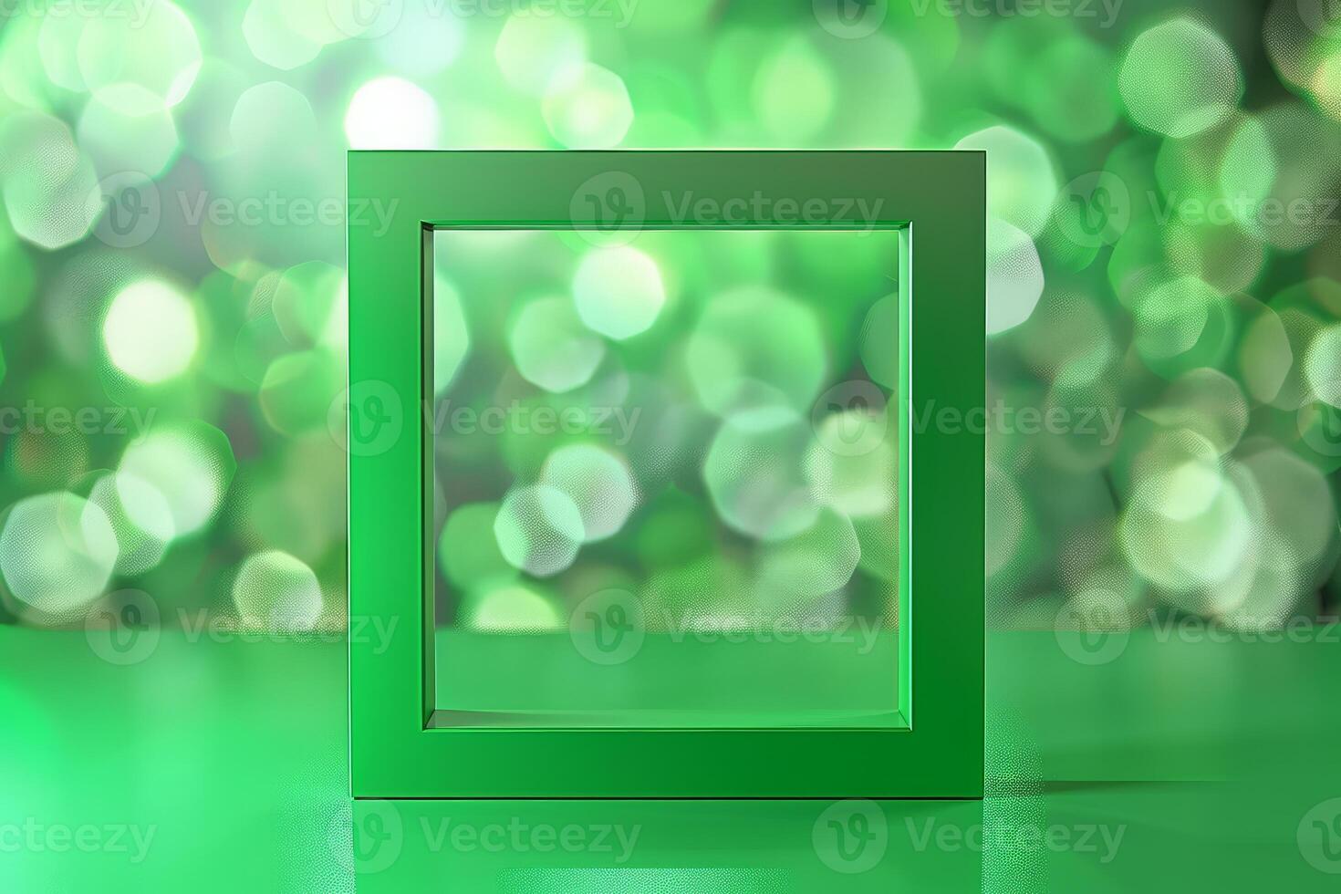 Green frame on bokeh background photo