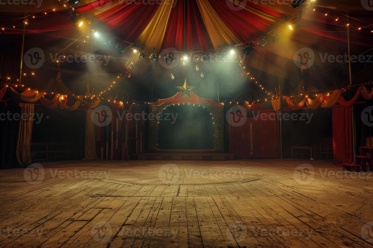 Enchanting empty circus arena at night photo