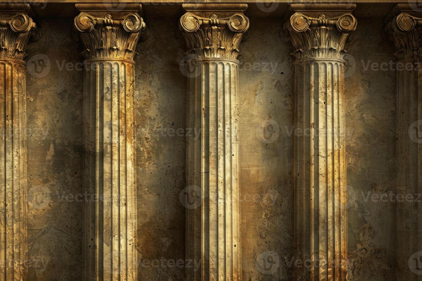 Ancient greek columns in golden light photo