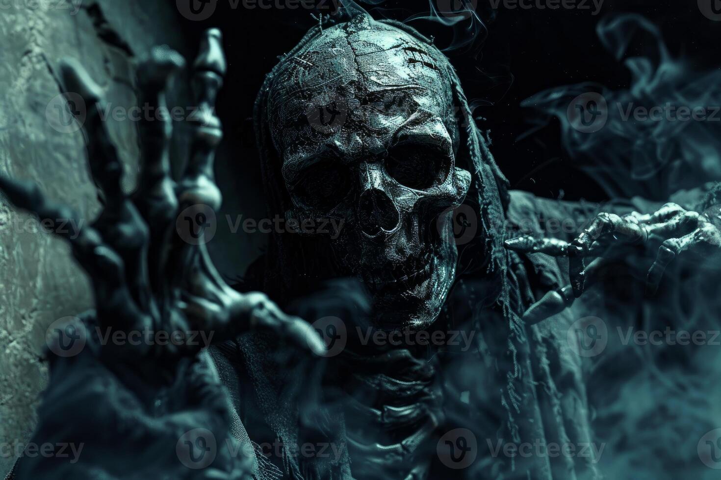 Mysterious ghoul with eerie smoke photo