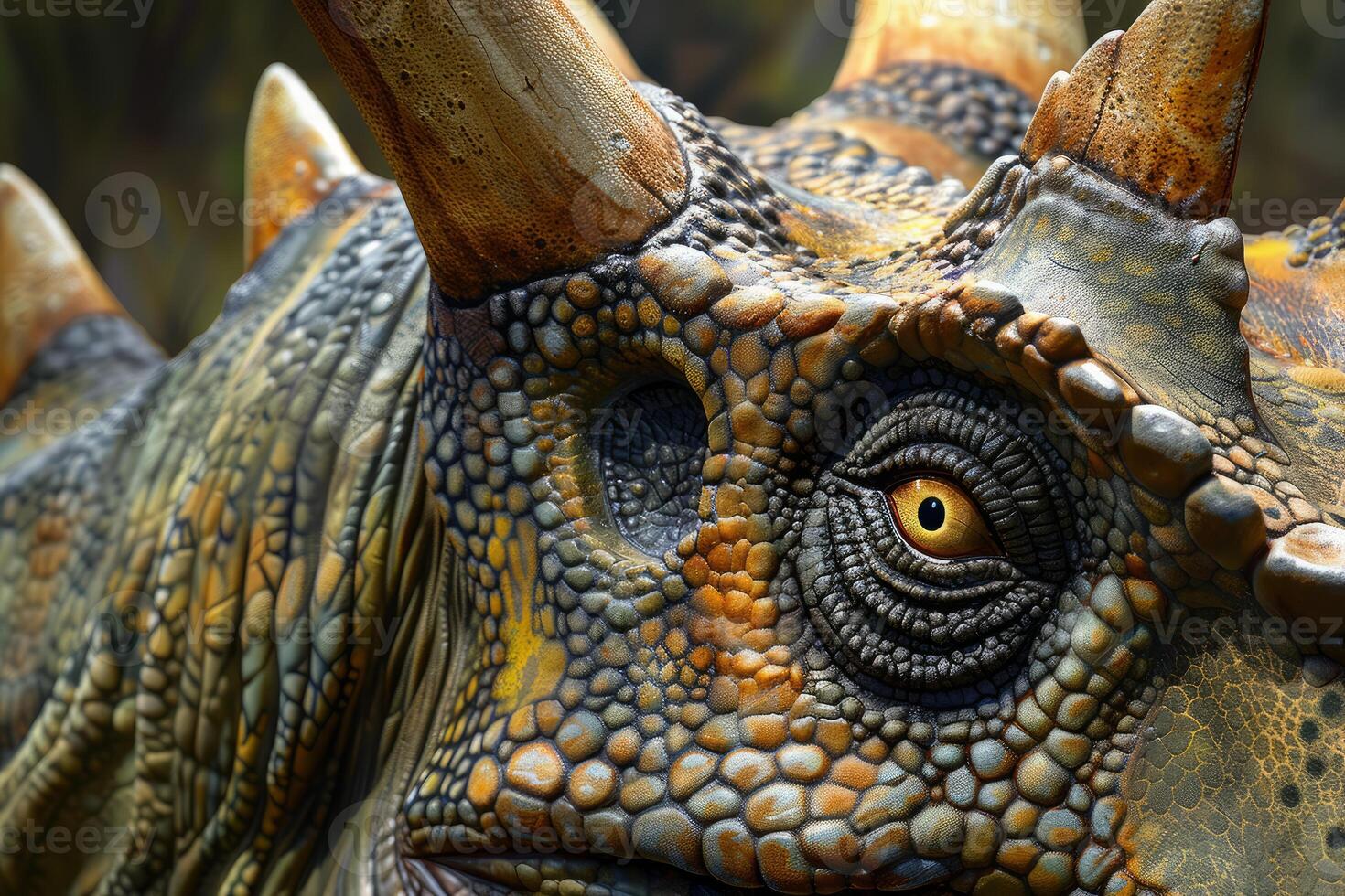 Closeup of a textured dinosaur model photo