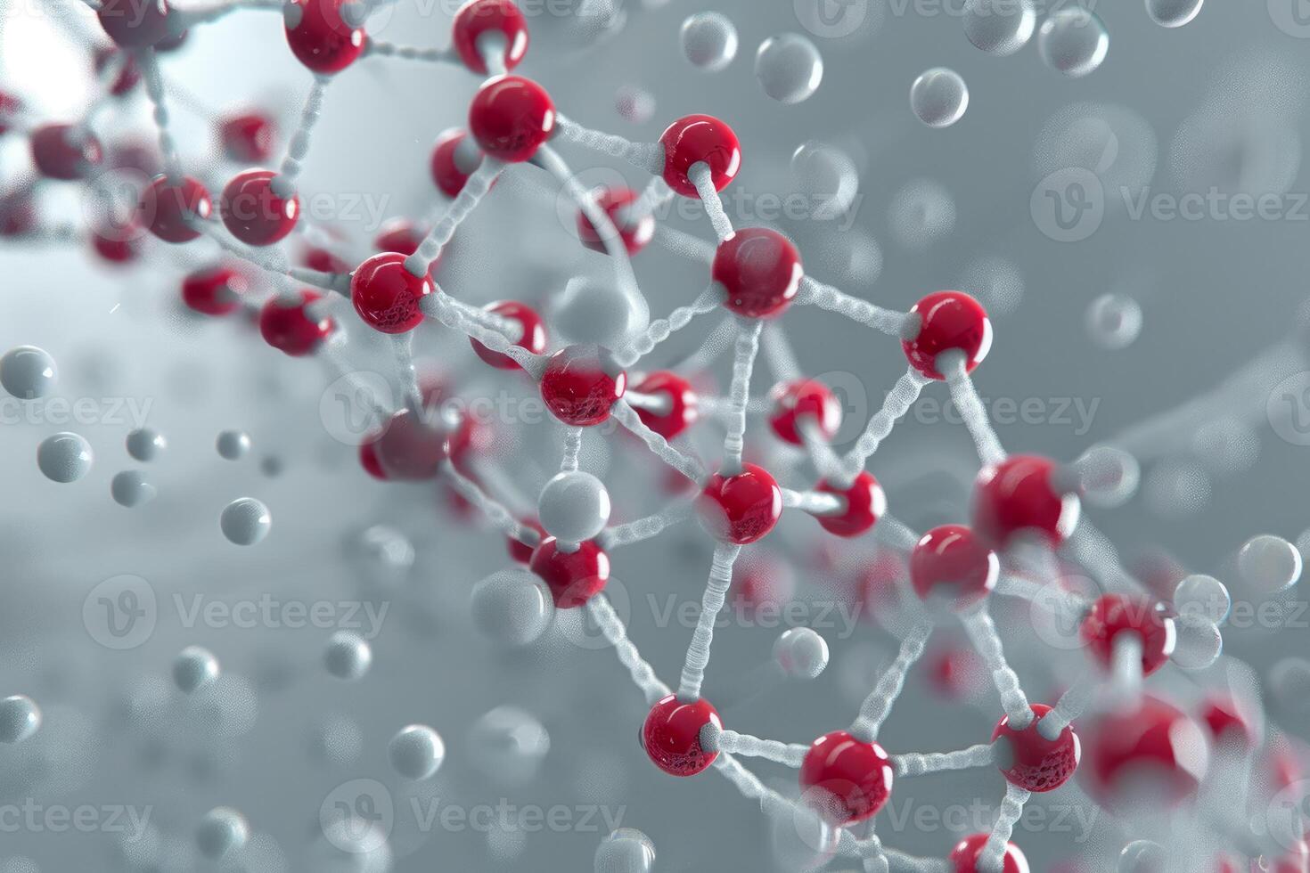 3d illustration of molecular structure in grey and red photo