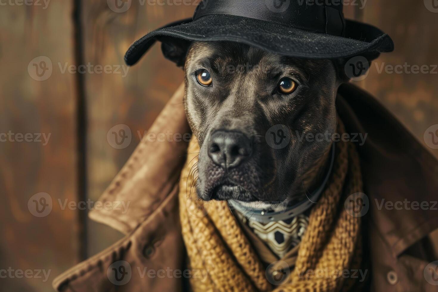 Stylish dog in detective outfit photo