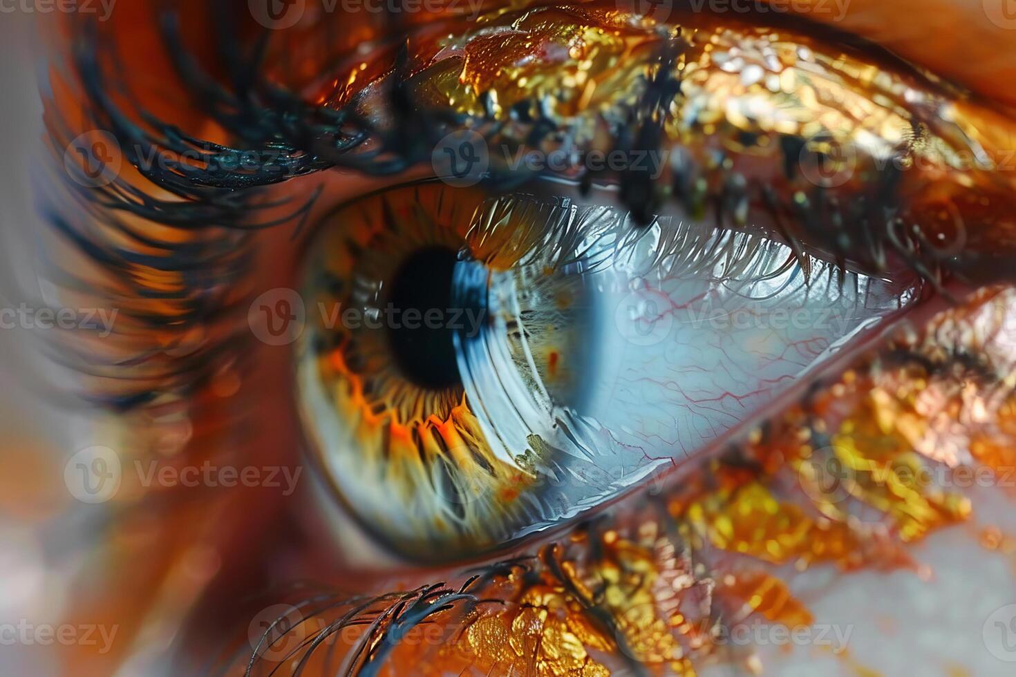 Closeup of human eye with artistic makeup photo