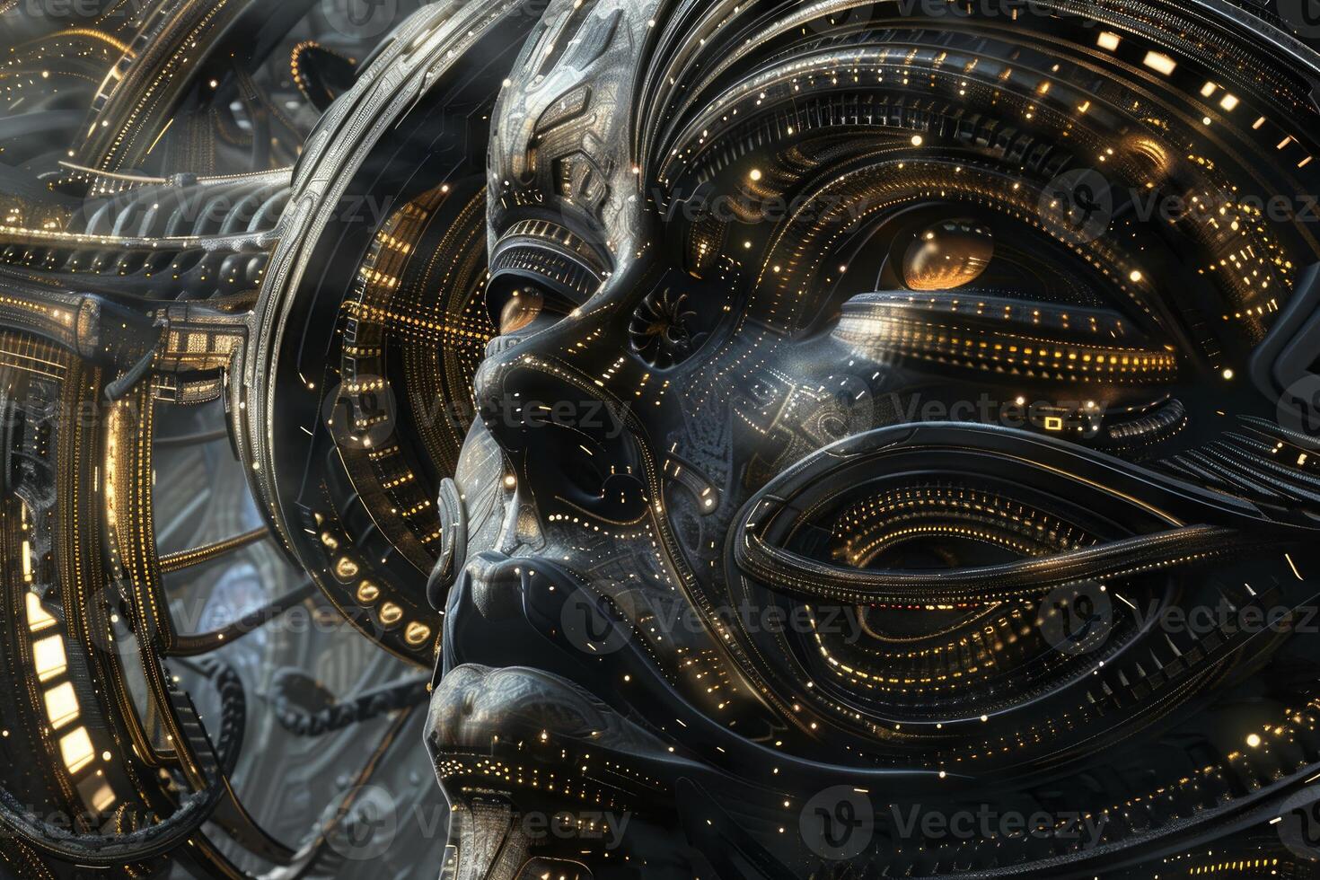 Intricate cybernetic portrait, future tech essence photo