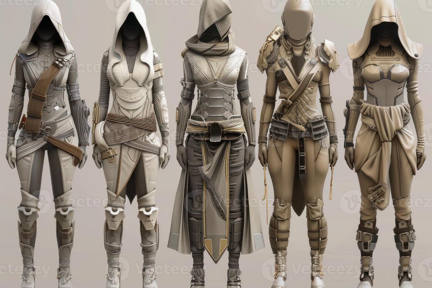 Futuristic female warrior outfits collection photo