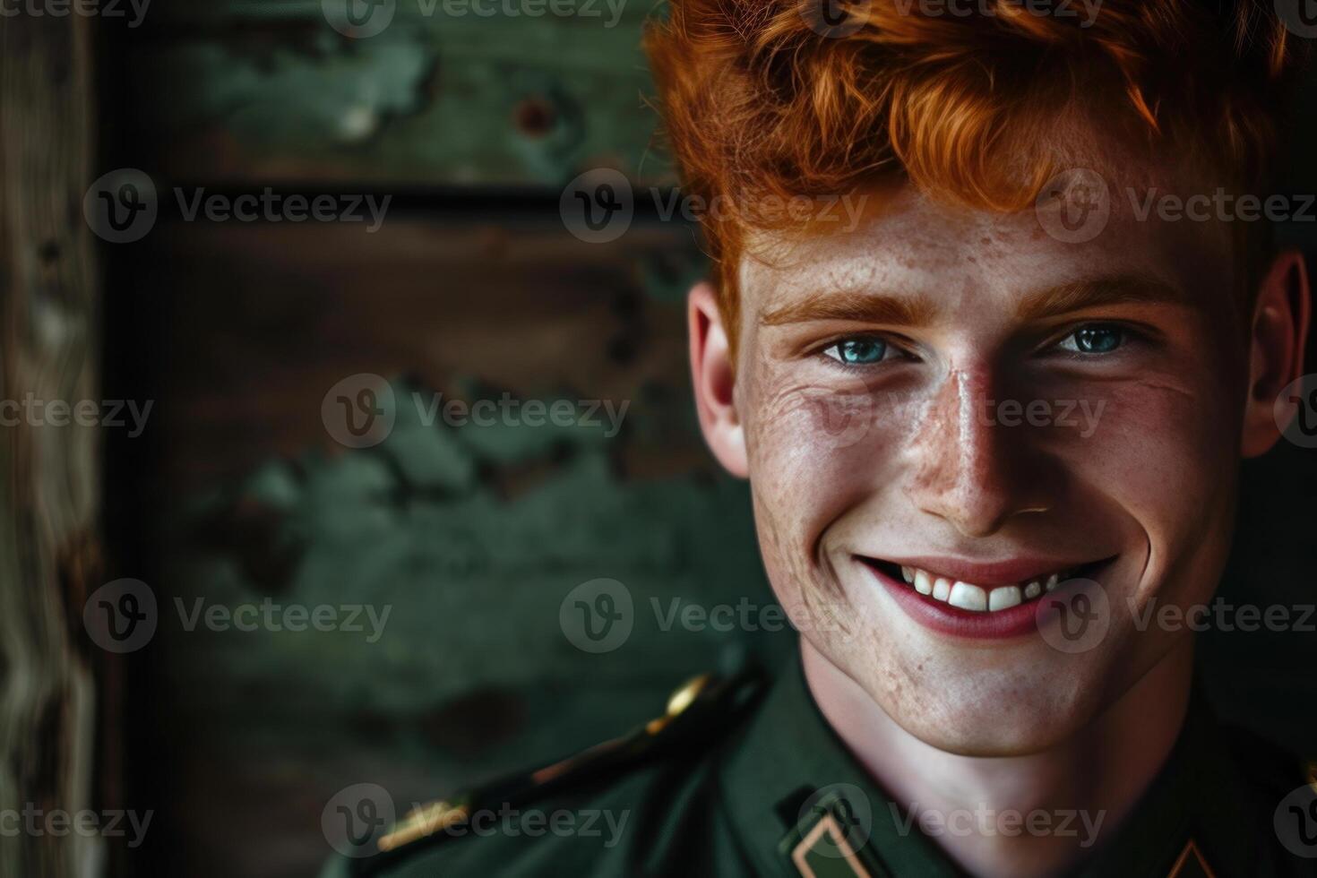 Smiling young man with red hair photo