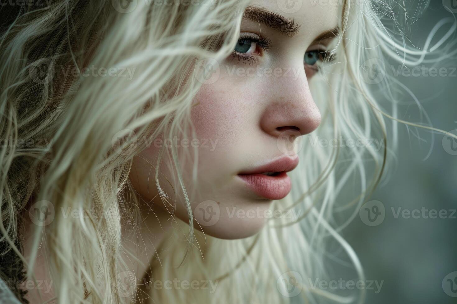 Striking Blonde woman white dress. Generate Ai photo