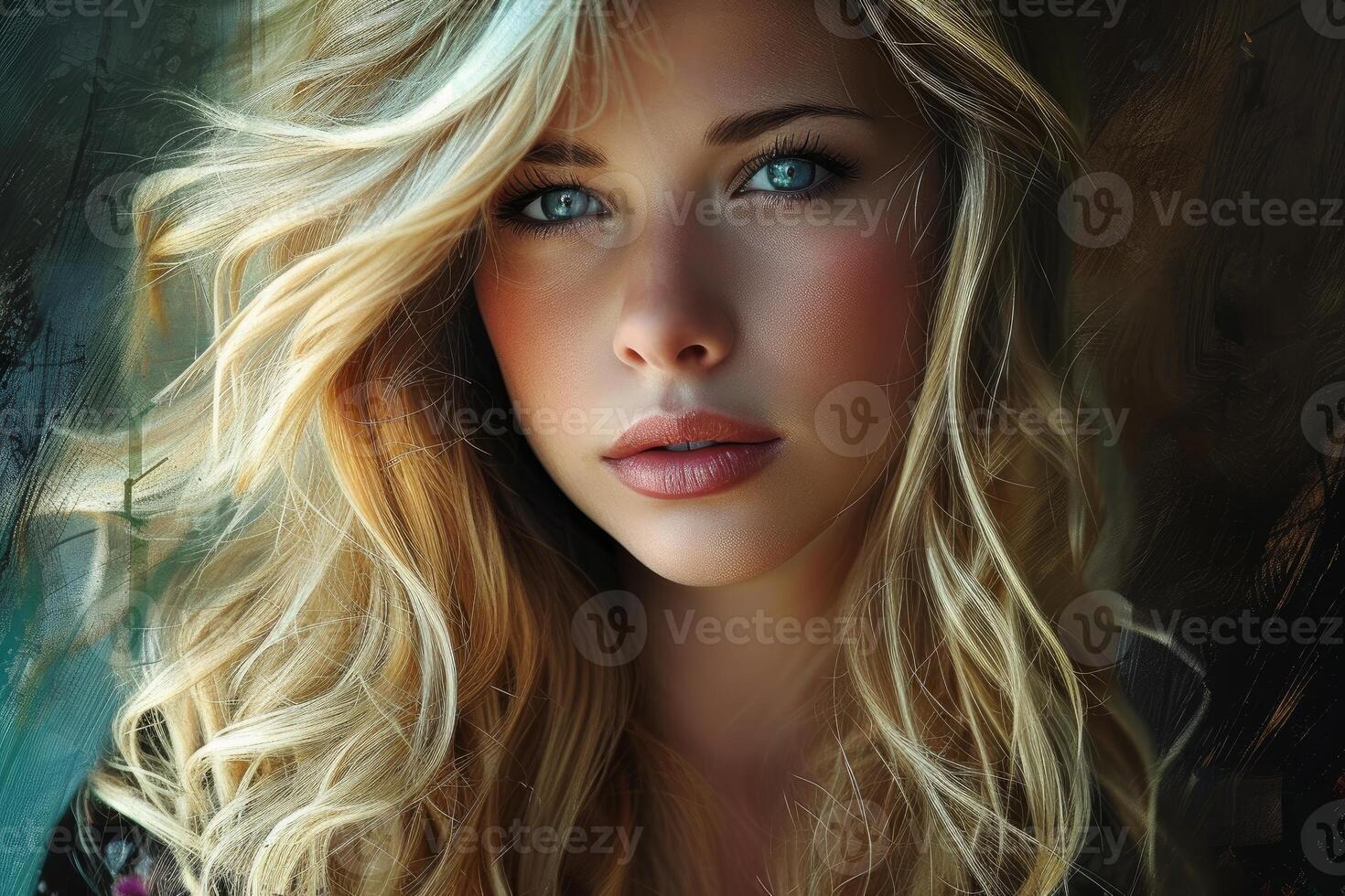 Radiant beauty - young woman with stunning eyes and hair photo