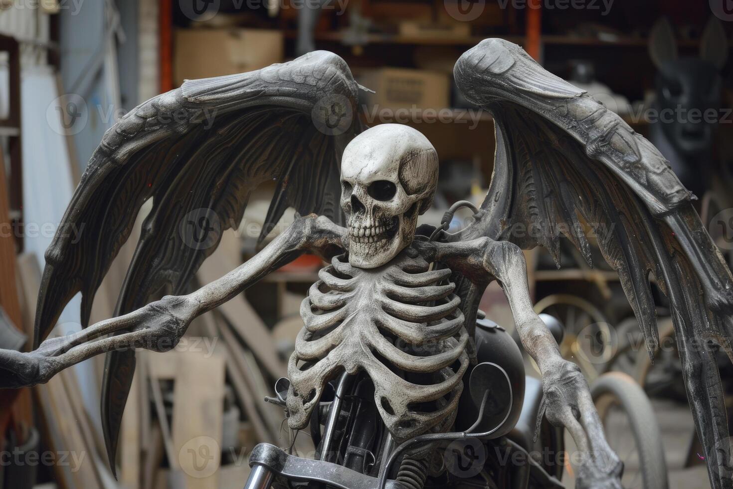 Rebellious Biker demon skeleton. Generate Ai photo