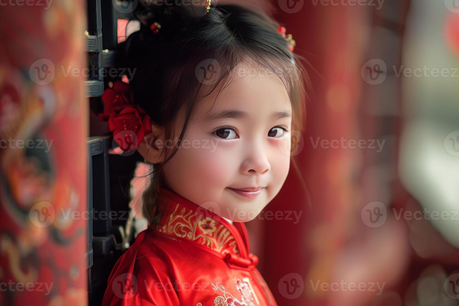 Smiling girl in traditional chinese attire photo