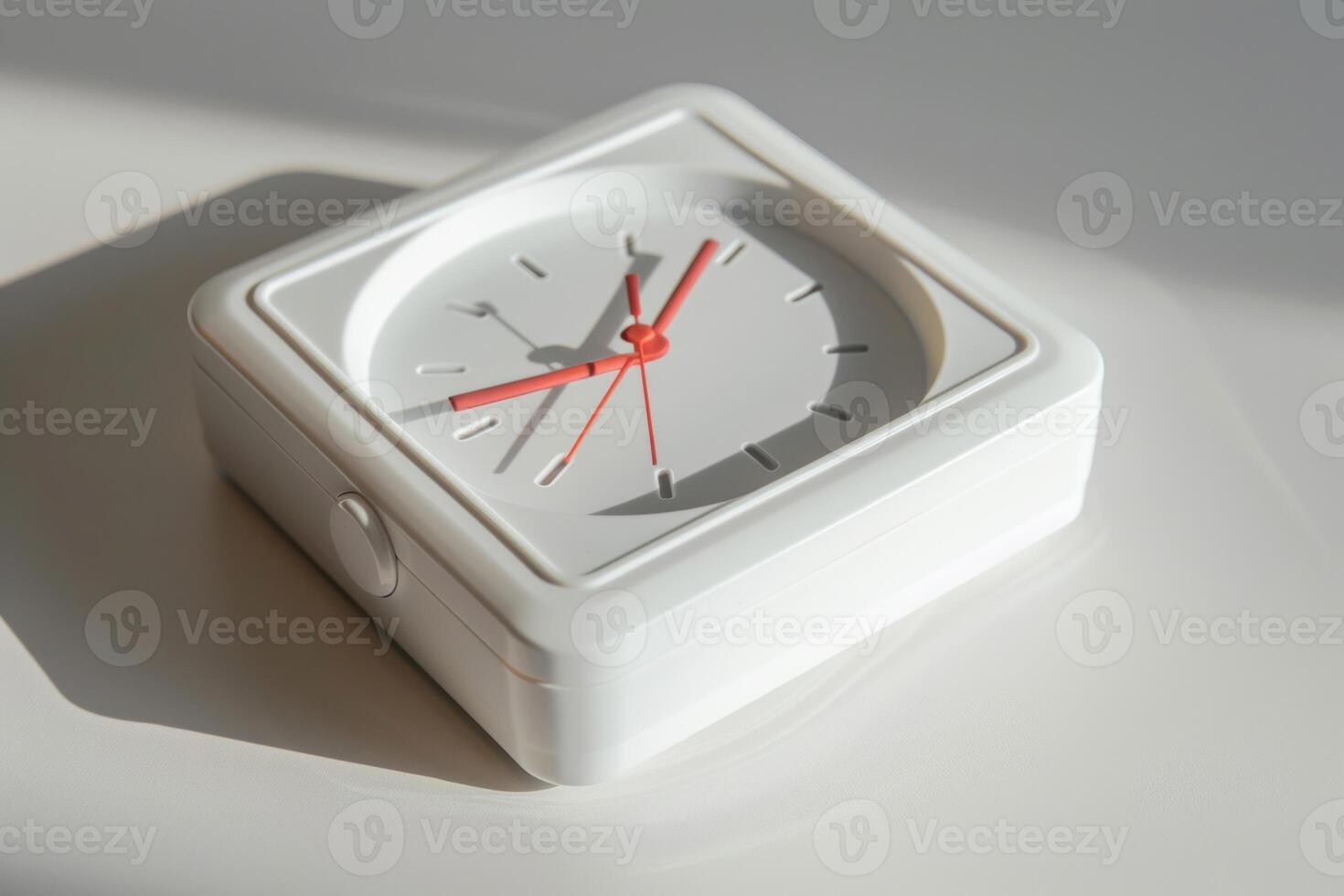 Minimalist white square clock with shadows photo