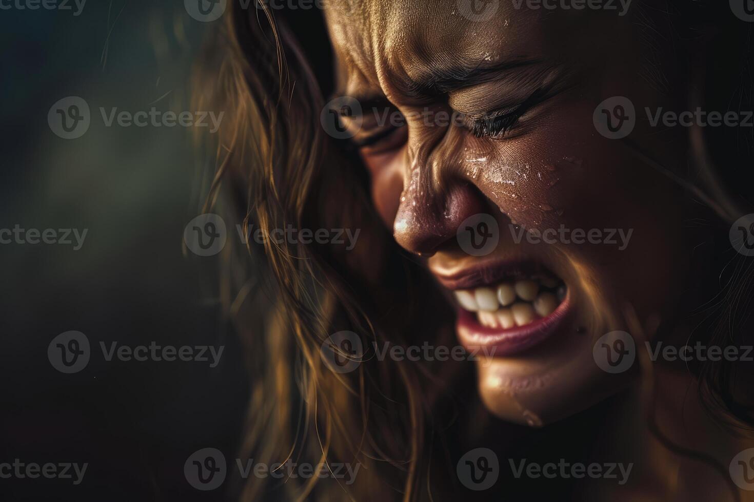 atormentado lágrimas, representación de intenso emoción foto