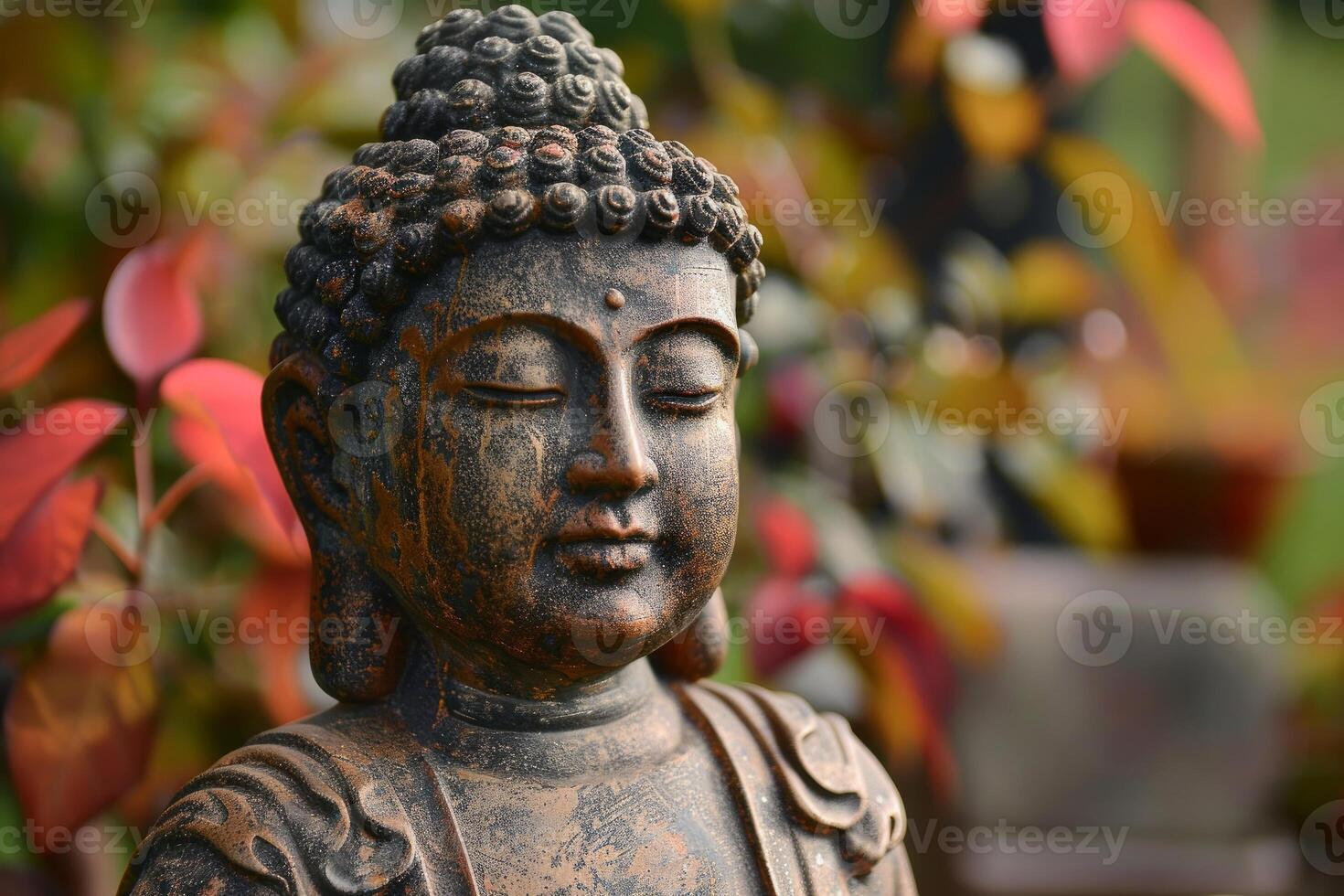 Serene buddha statue amidst nature photo