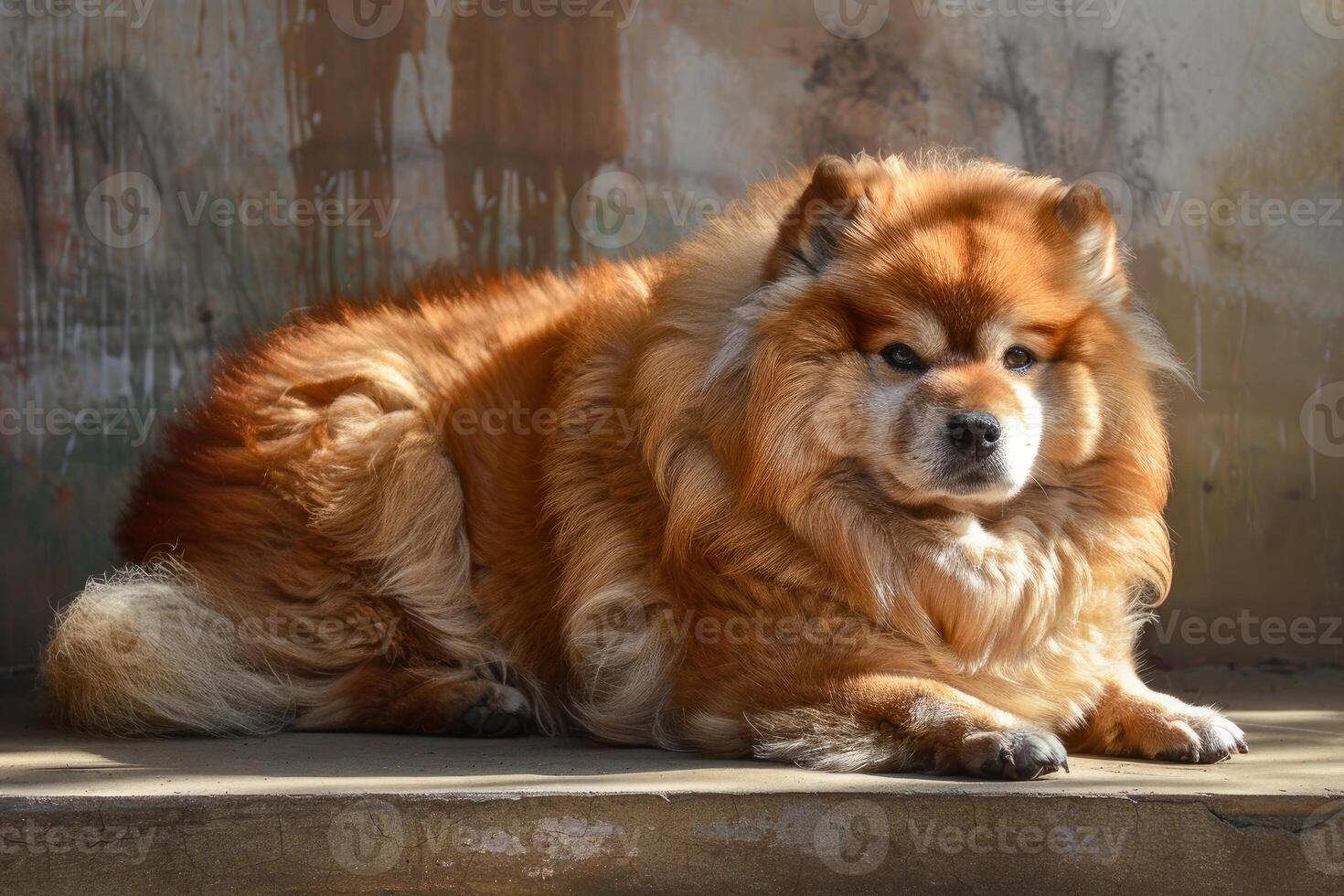 Serene chow chow enjoying sunlight photo