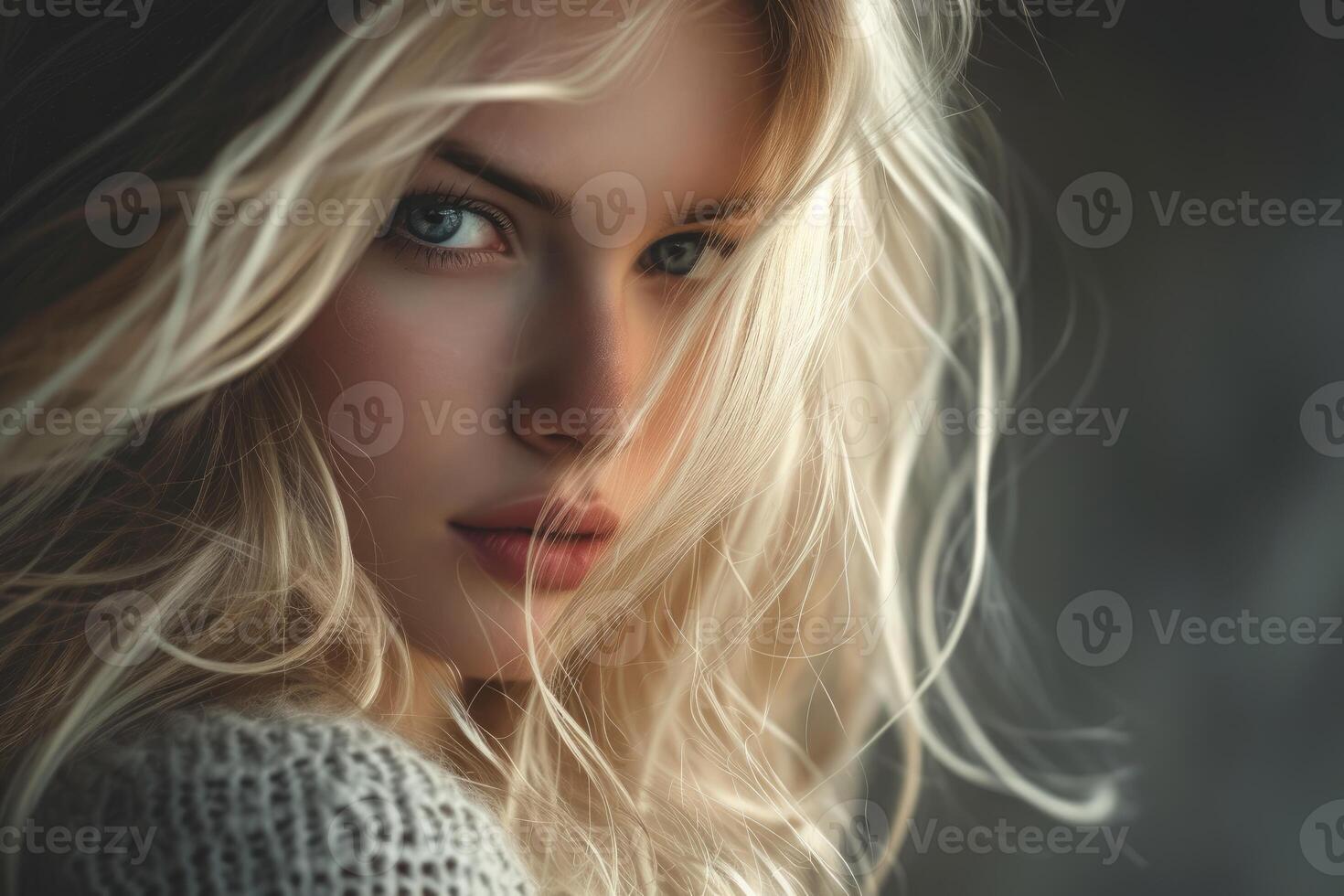 Serene beauty - close-up portrait of a young woman photo