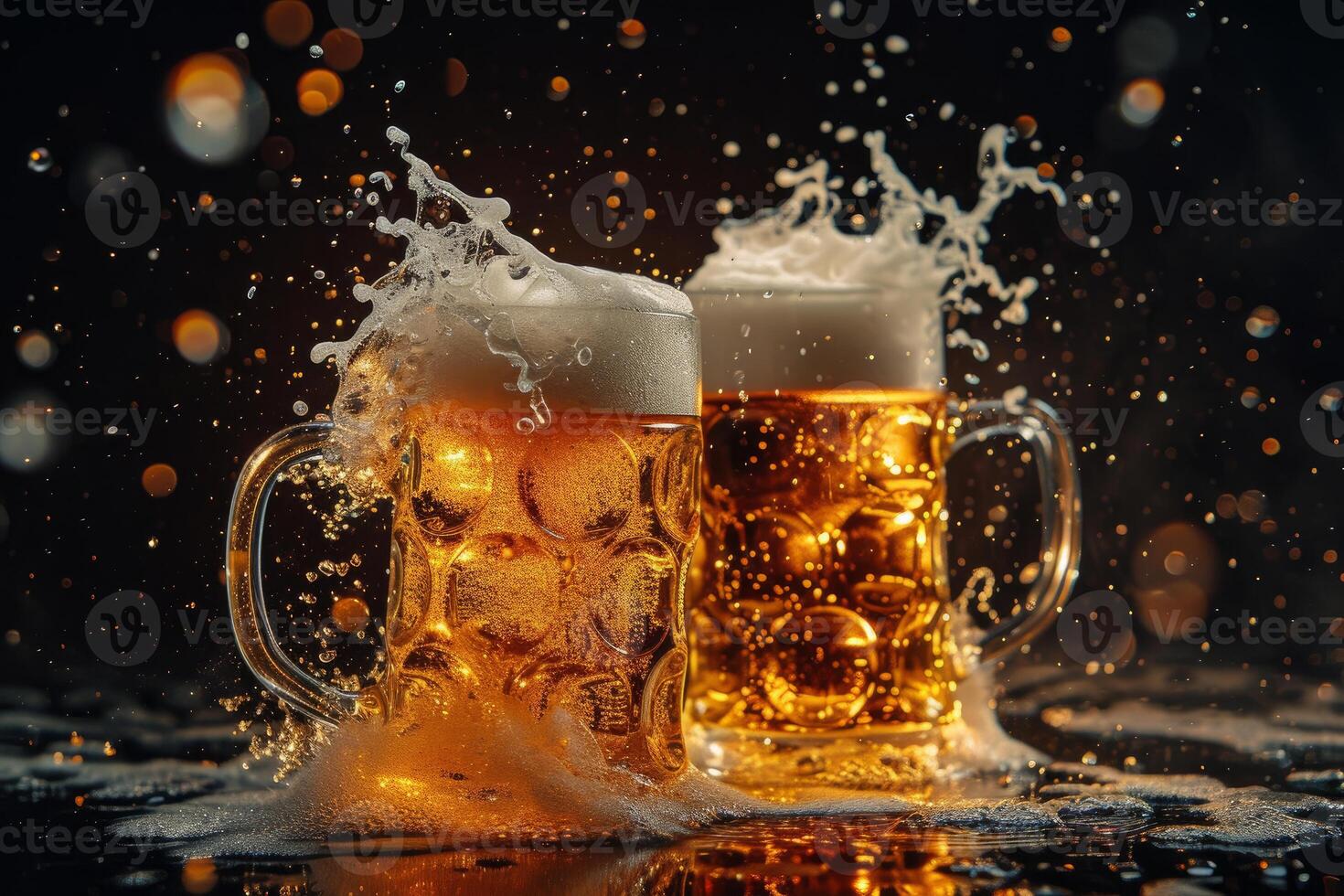 Forceful Beer mug clashing. Generate Ai photo