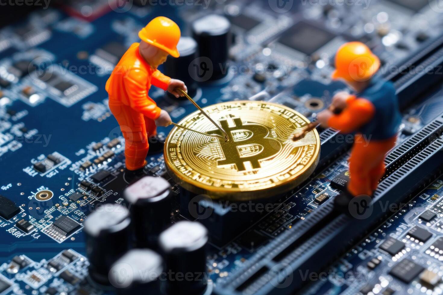 Volatile Bitcoin mining. Generate Ai photo