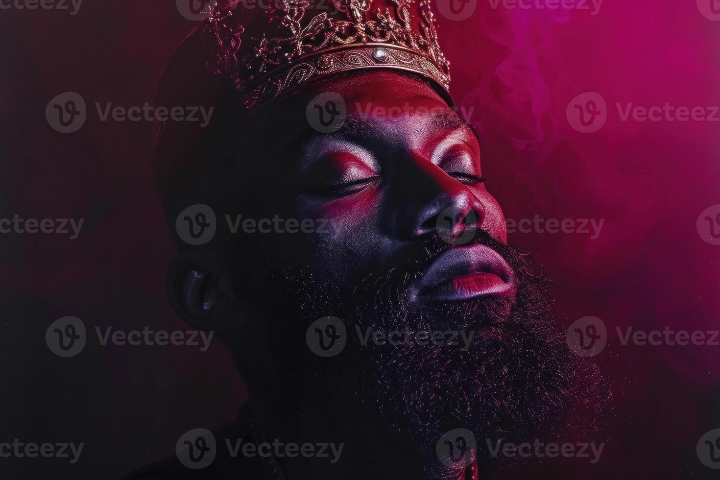Commanding Black king low beard. Generate Ai photo