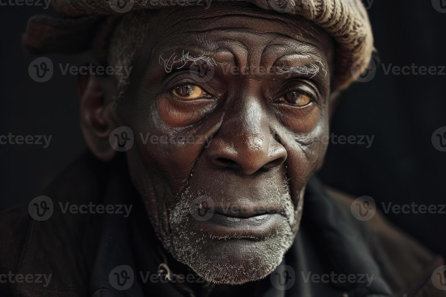 Time-worn Black man old portrait mature. Generate Ai photo