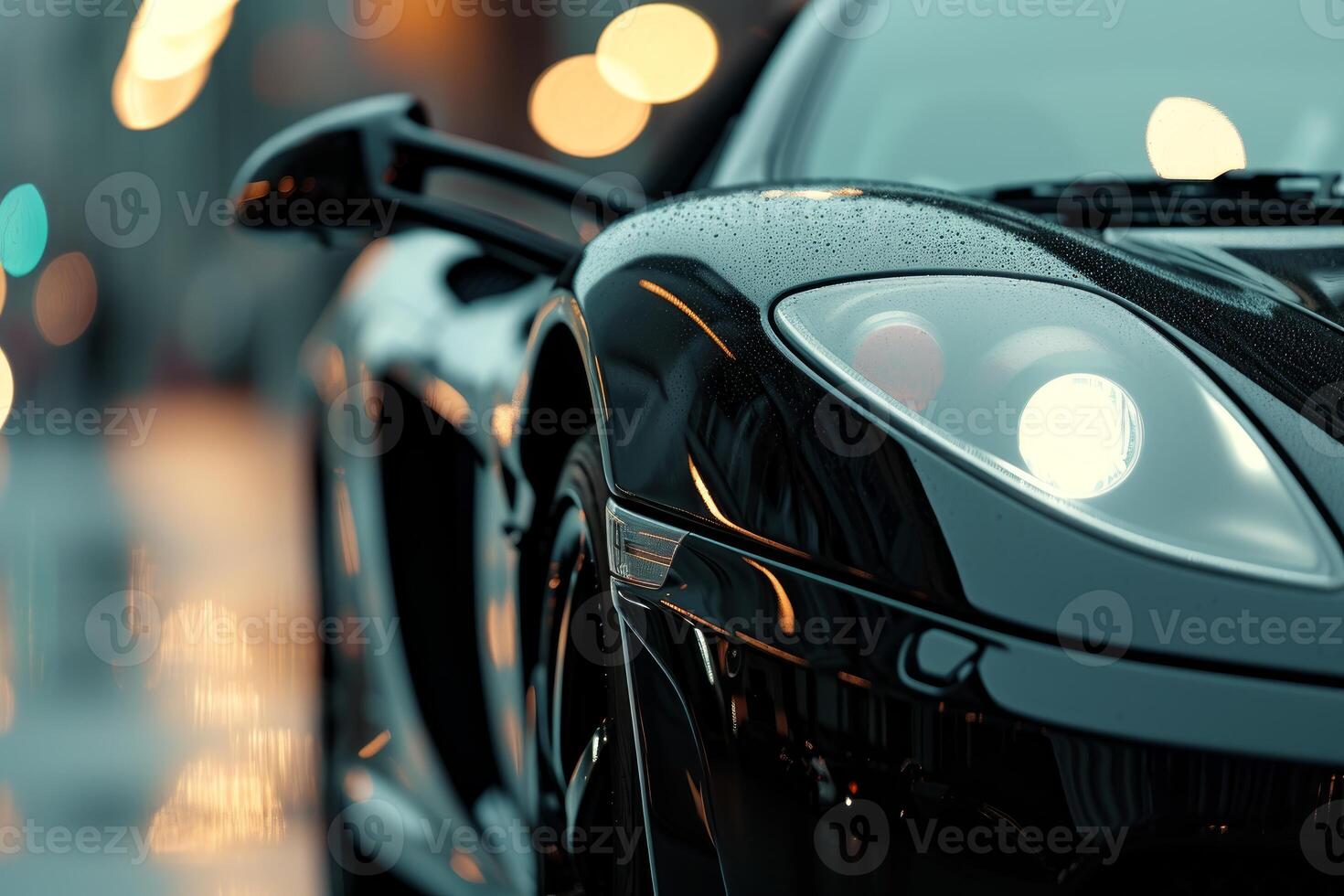 Luxury sports car in urban night setting photo