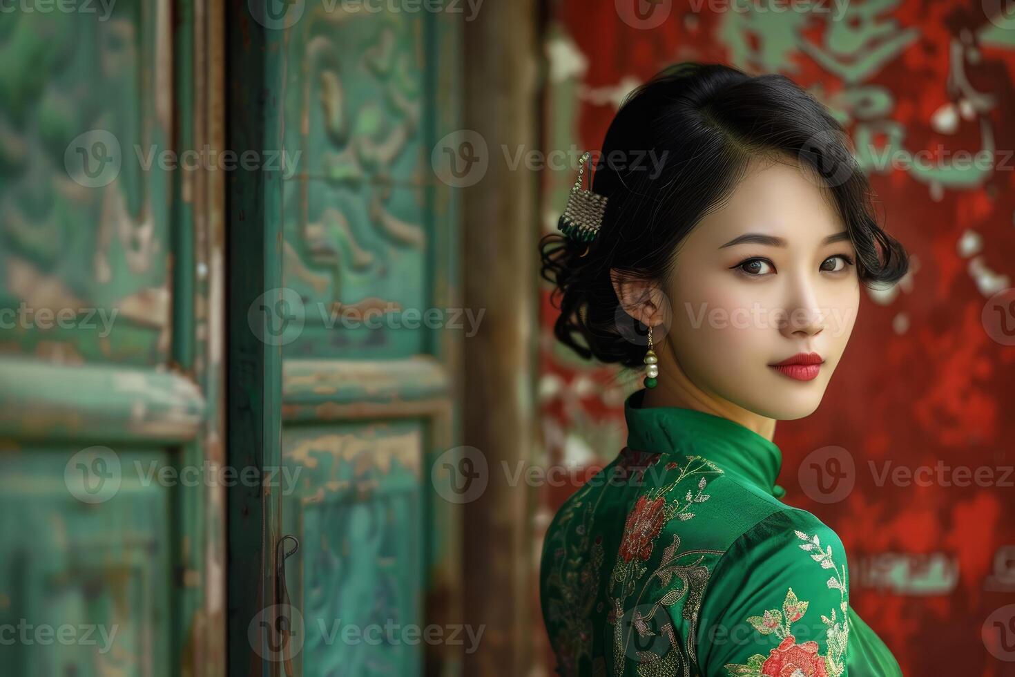 Elegant woman in traditional chinese attire photo
