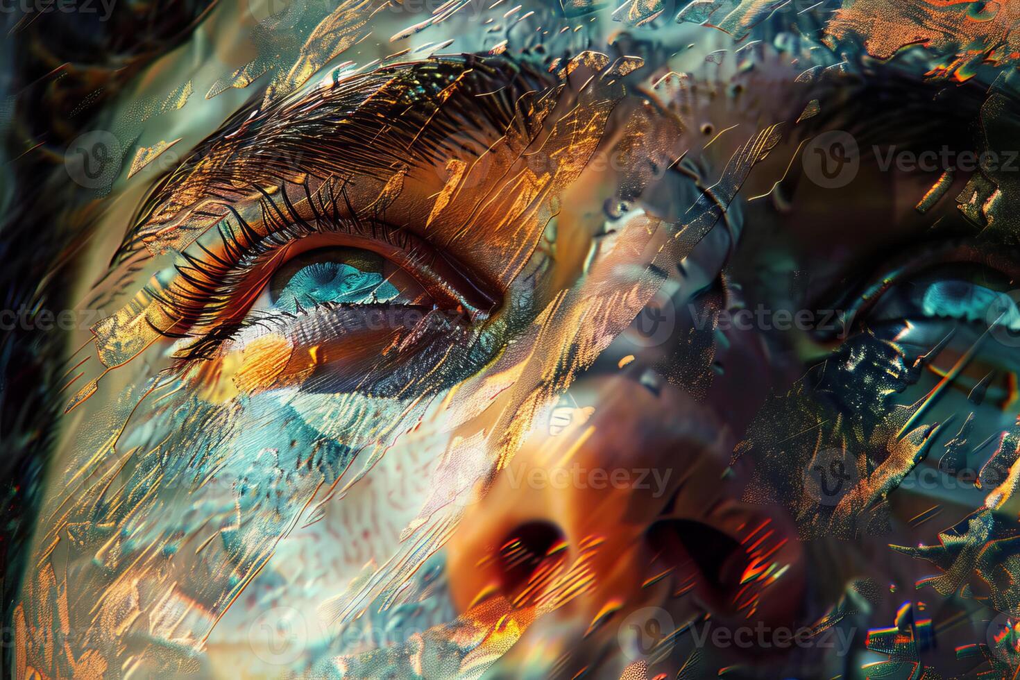 Abstract digital portrait of human eyes photo