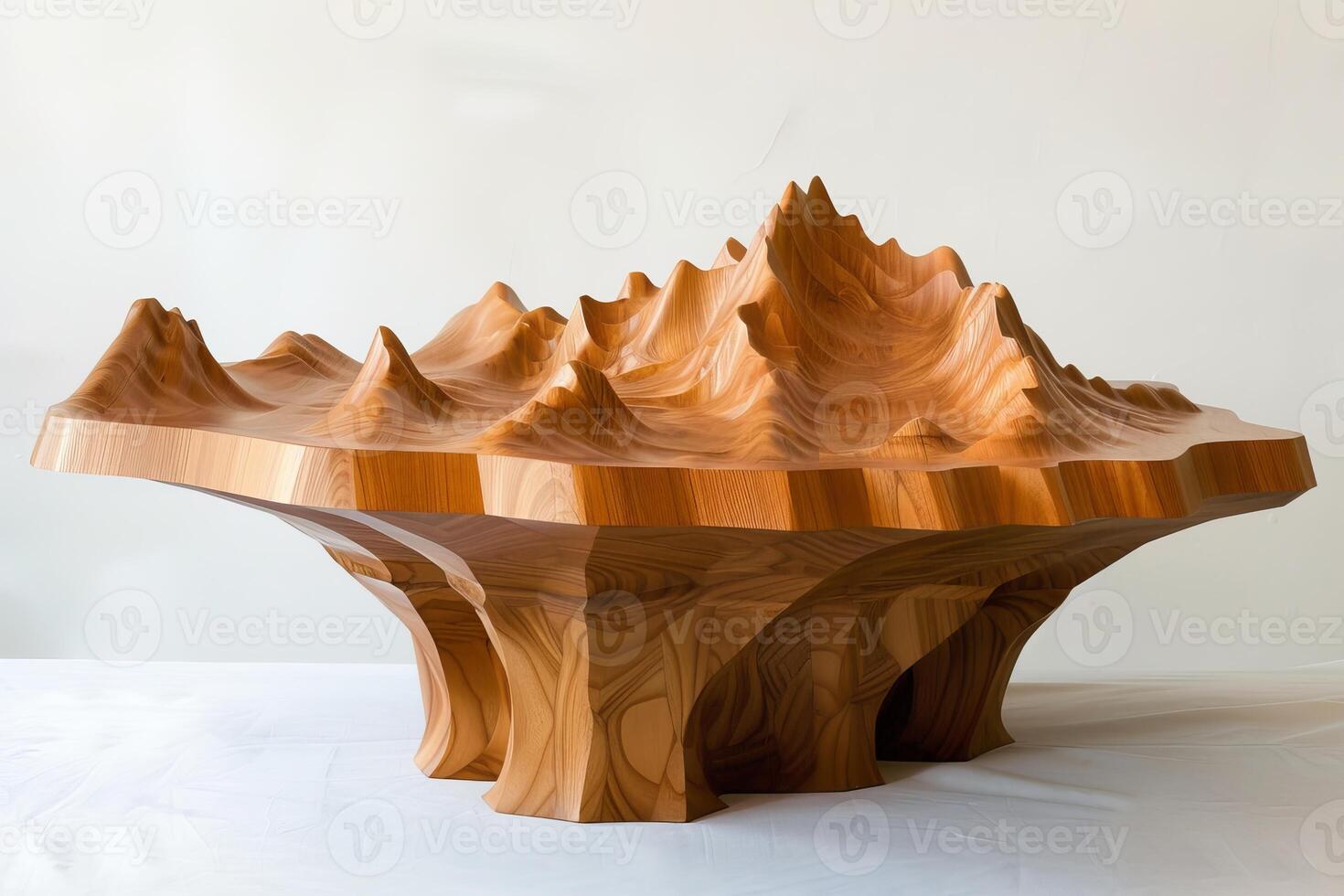 Artistic wooden mountain range table photo