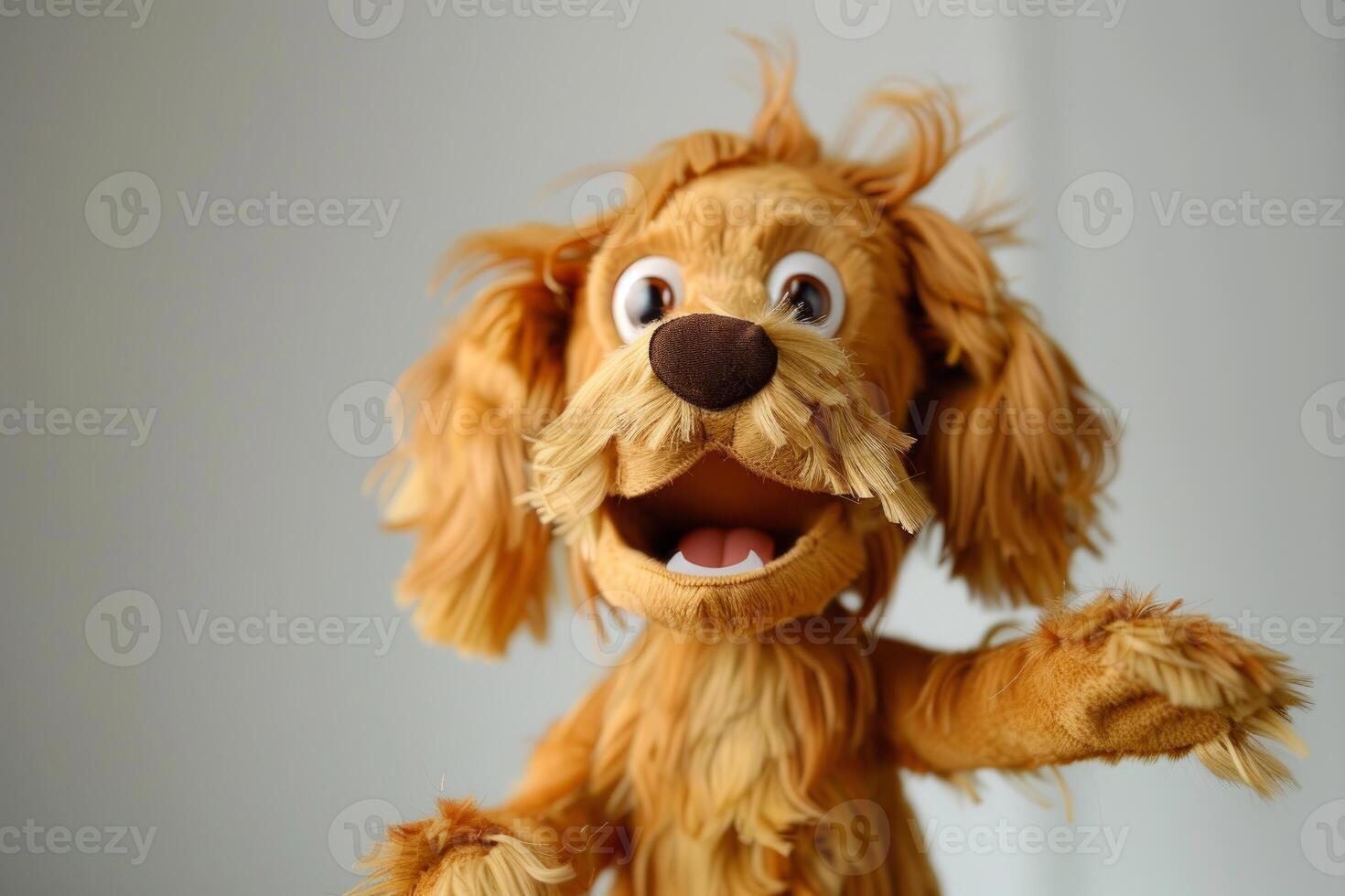 Adorable plush puppy toy with a happy expression photo
