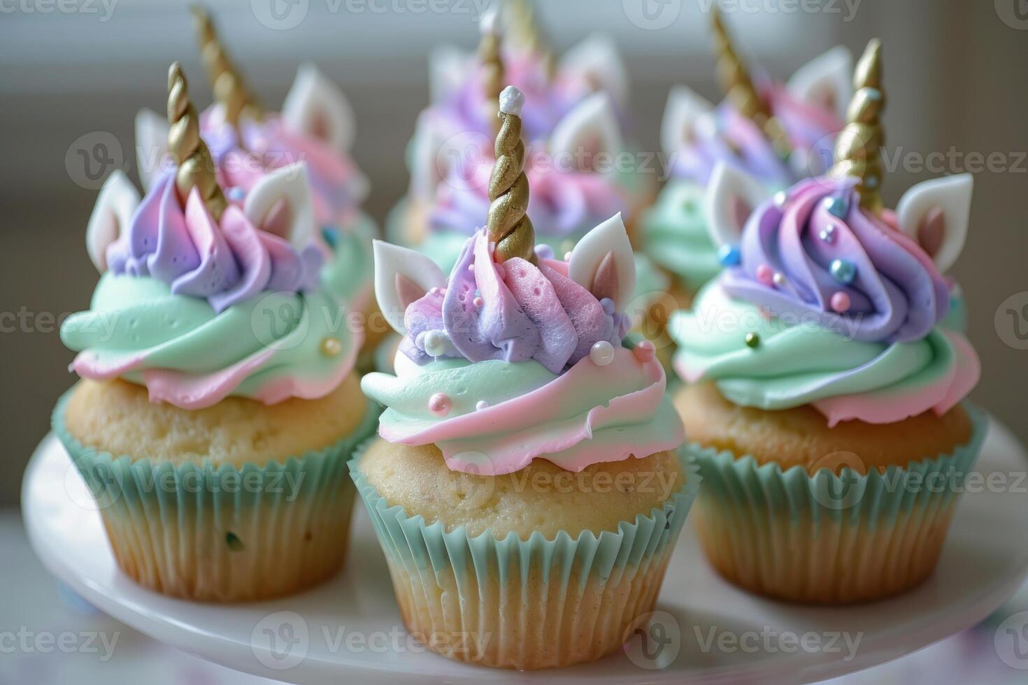 Enchanting unicorn cupcakes on display photo