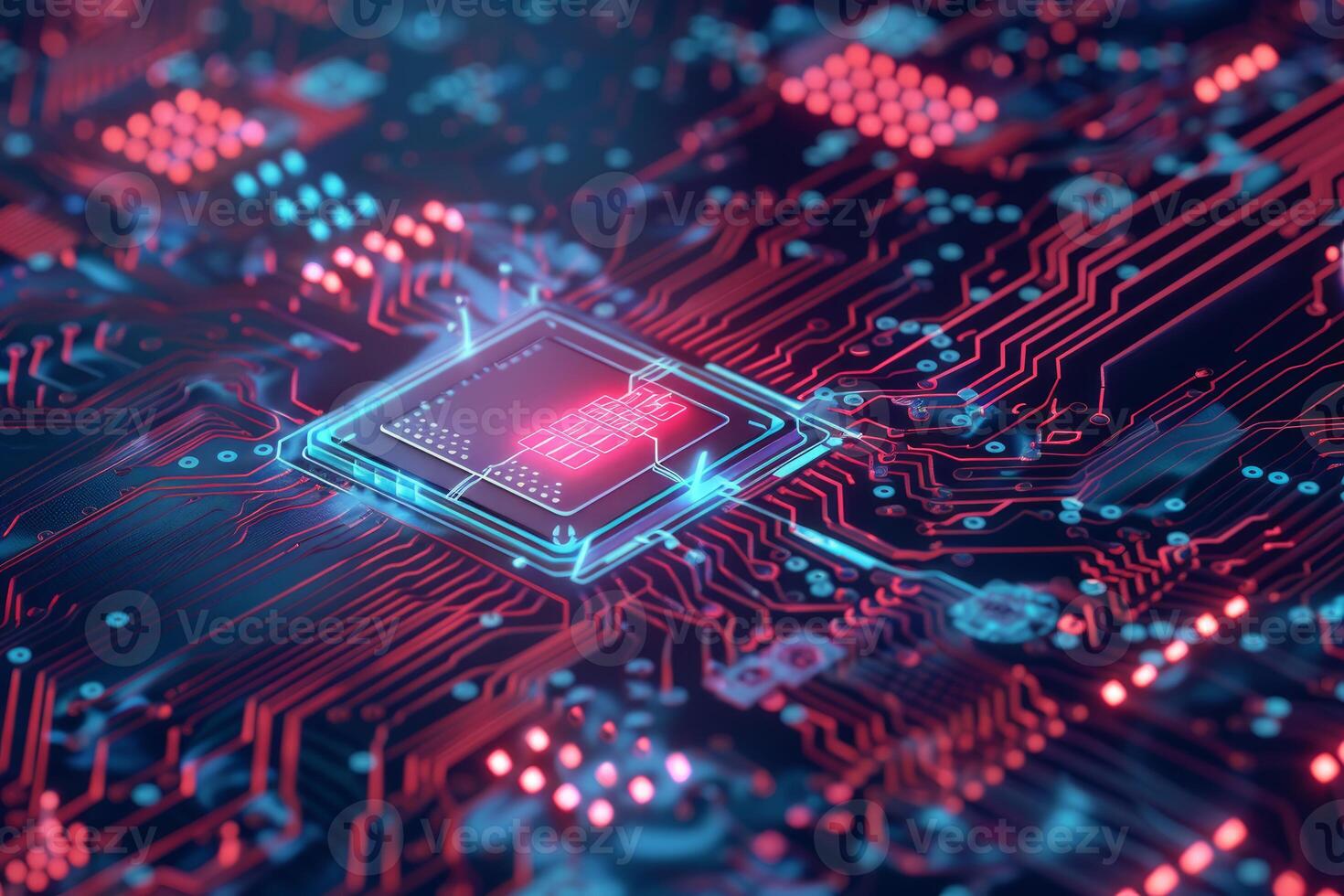 Advanced circuit board with hightech processor photo