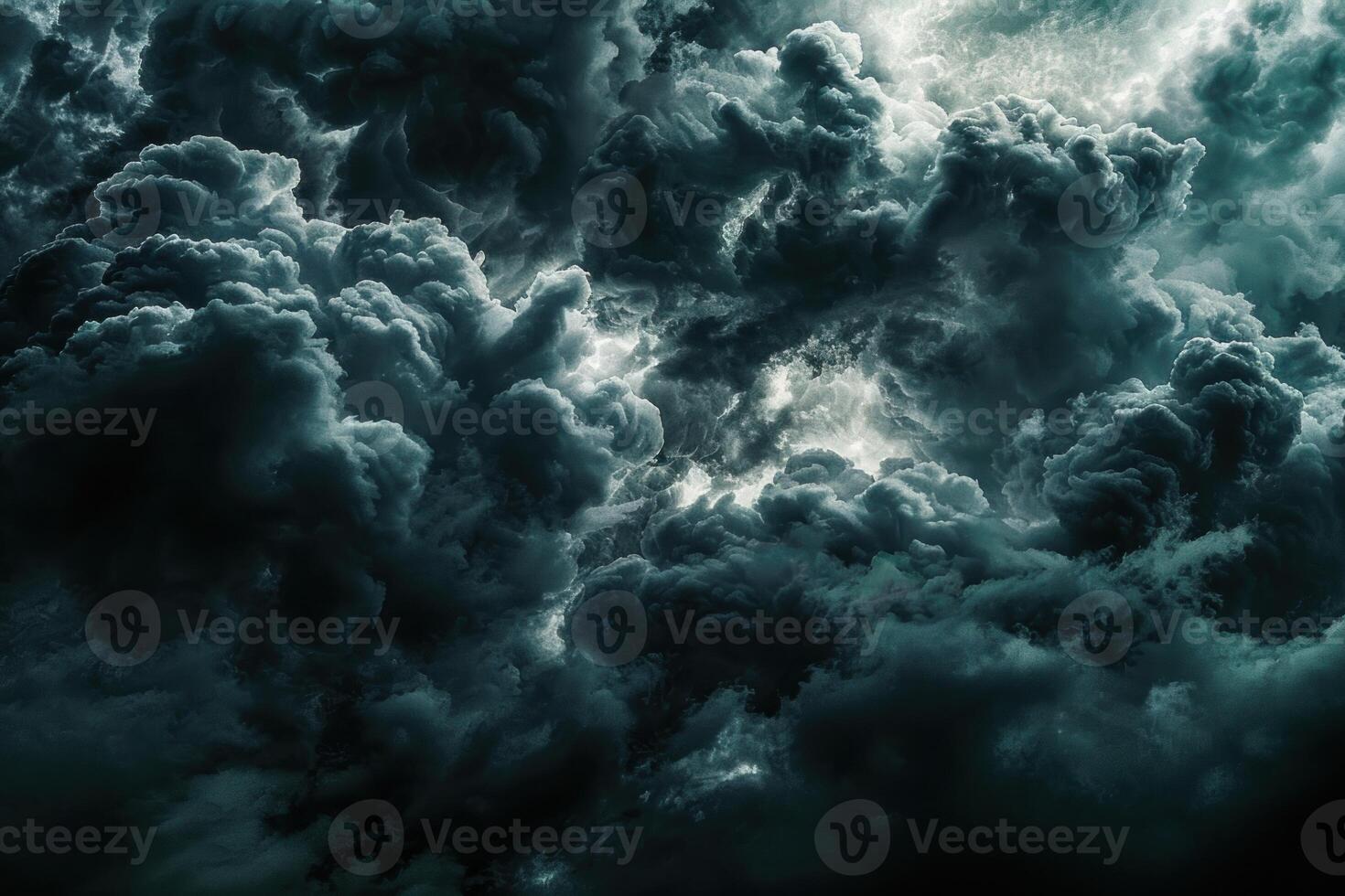 Dark and moody image showcasing the intense texture of storm clouds prior to a thunderstorm photo