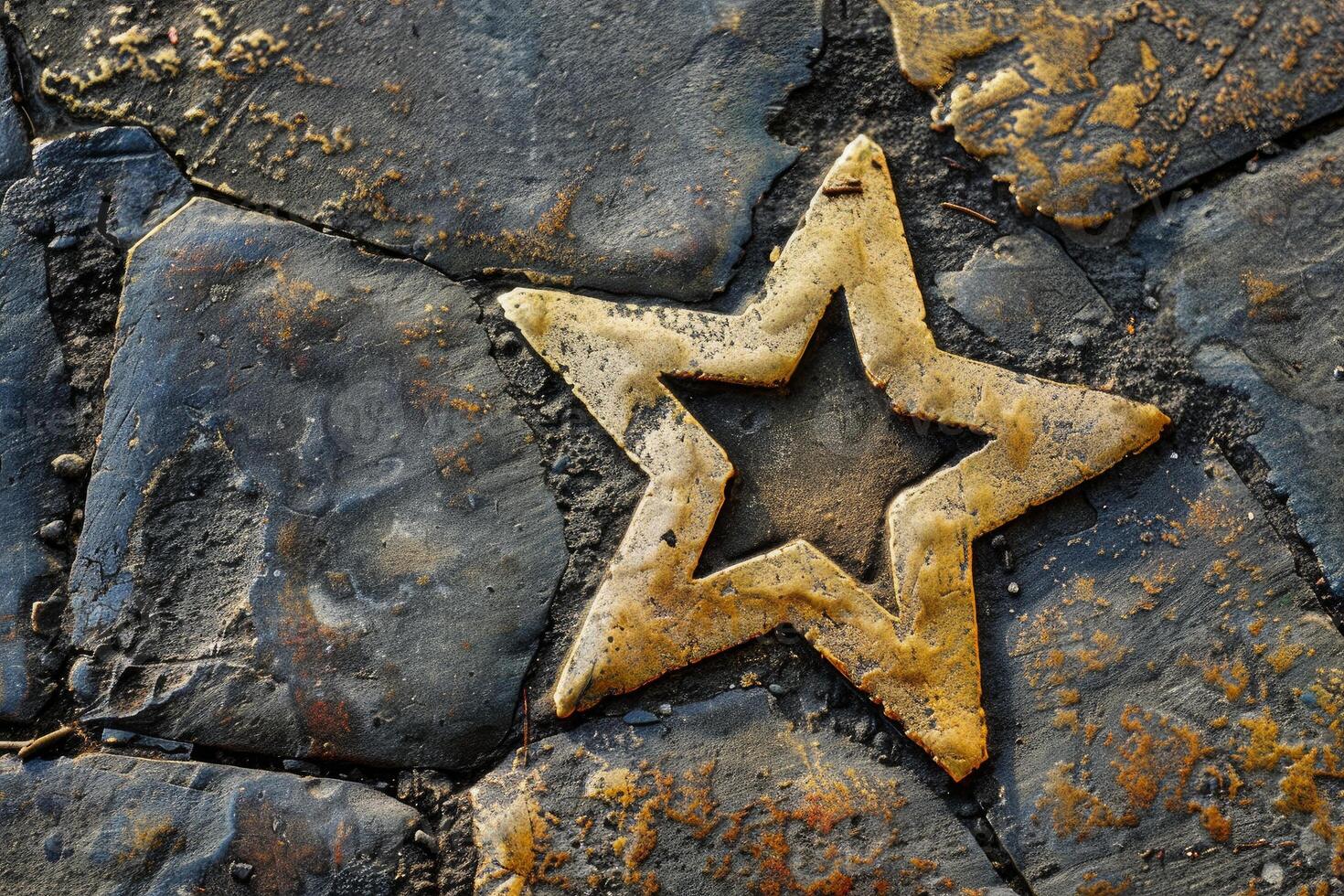 Textured star inlay on stone surface photo