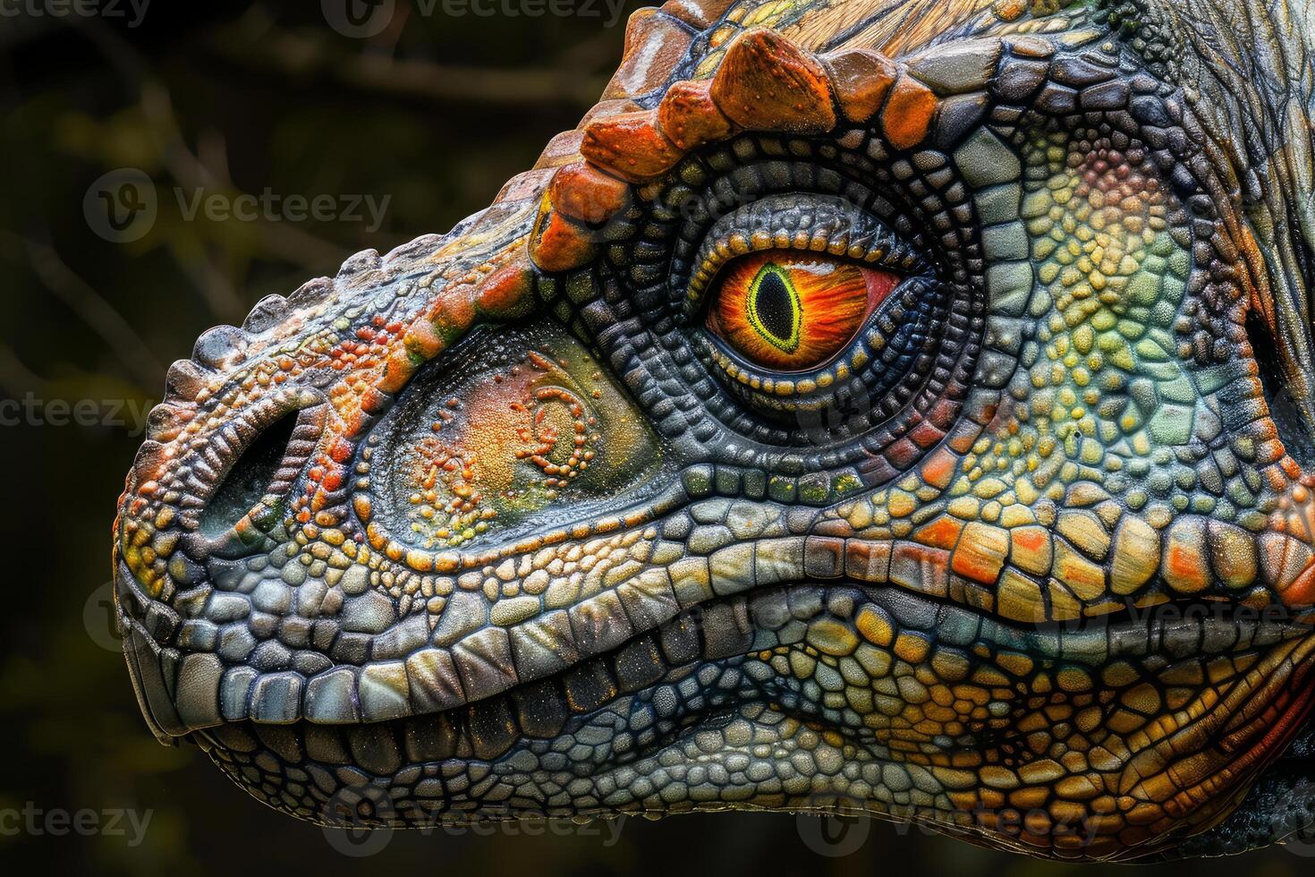 Vivid closeup of a dinosaur replica photo