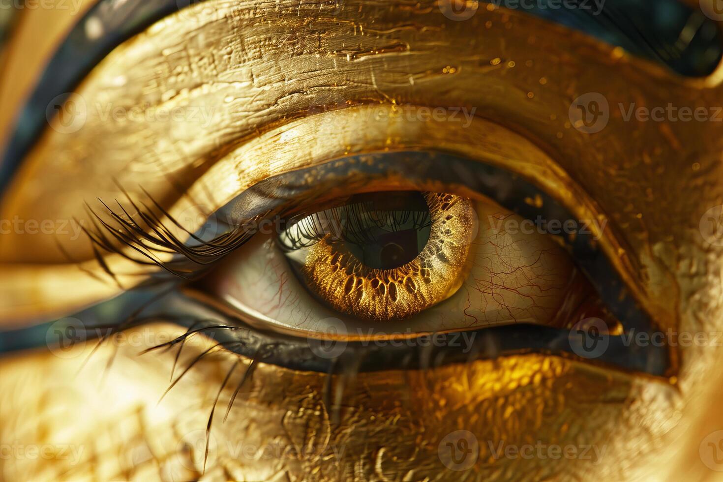 Golden makeup closeup on eye photo