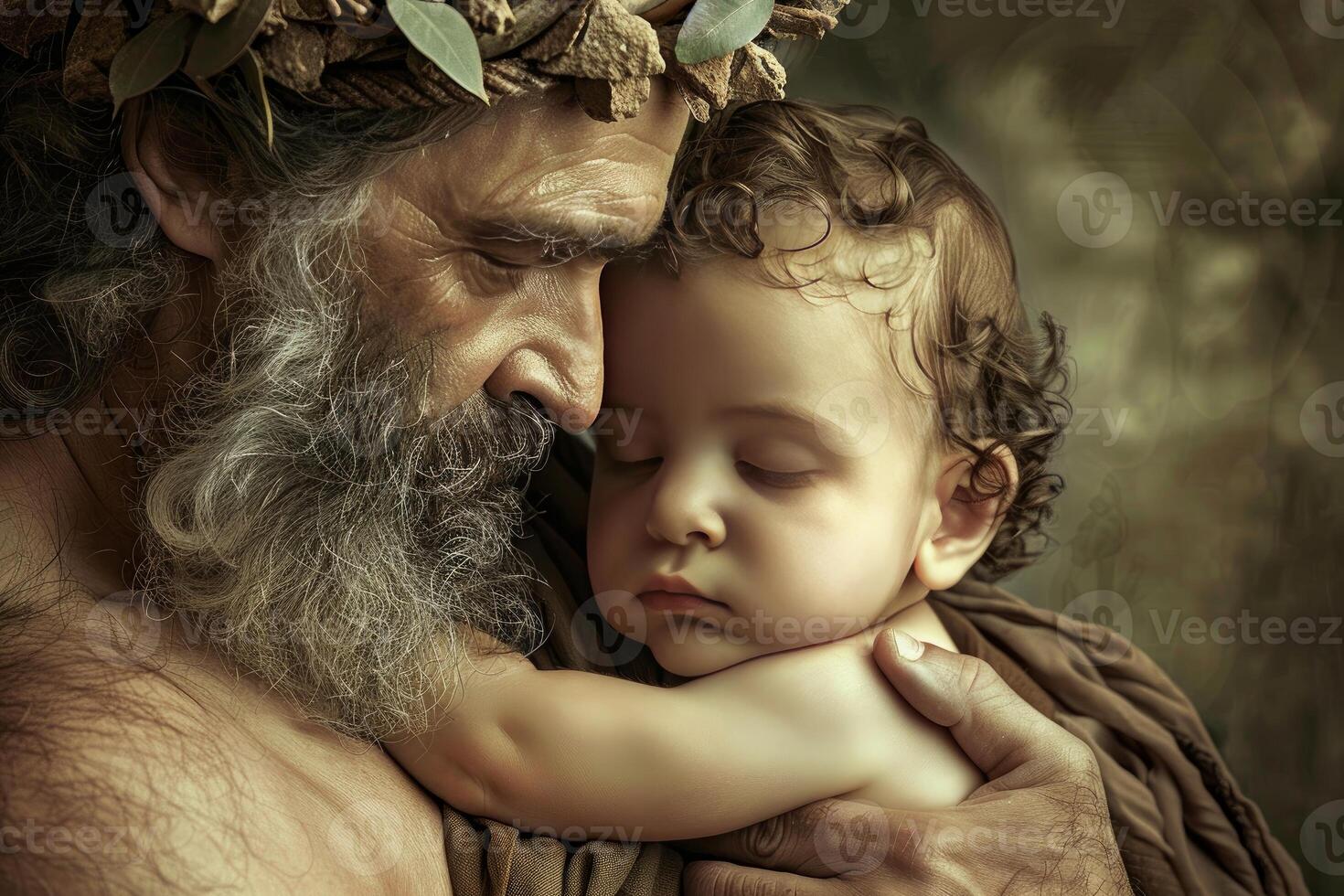 Tender embrace of a father and child photo
