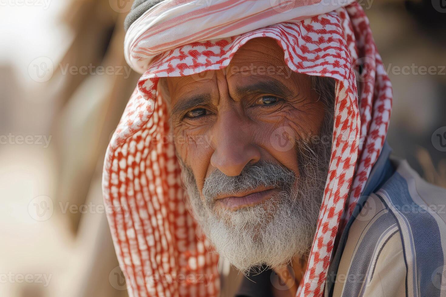 Elderly man with traditional headscarf portrait photo