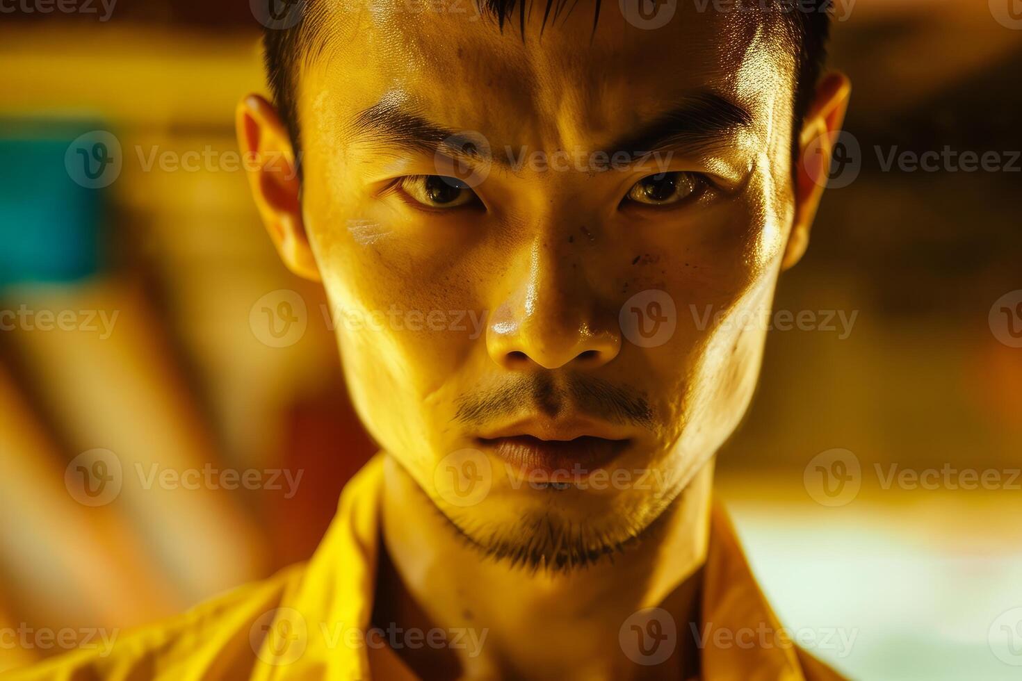 Intense portrait of a man in warm light photo