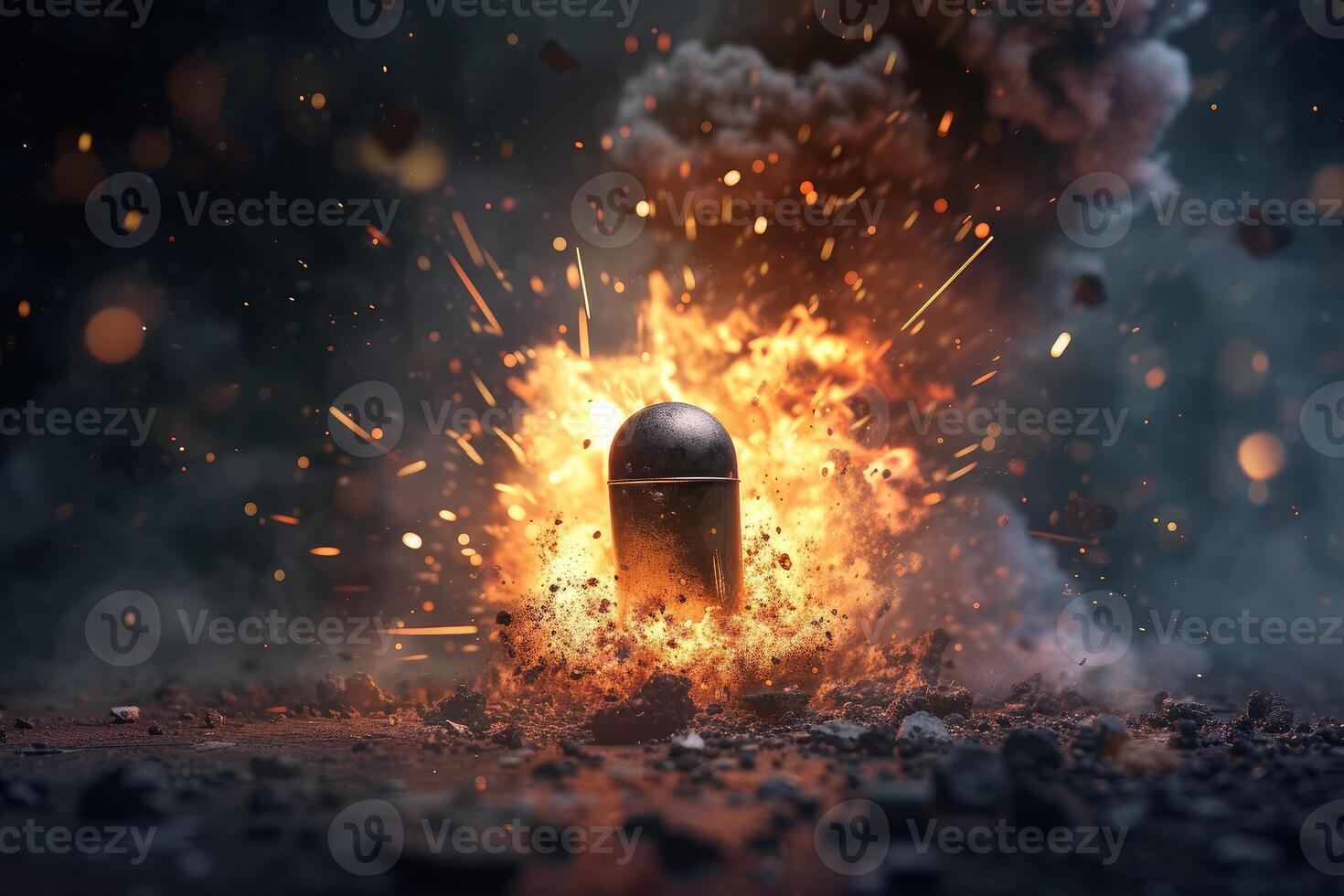 Explosive burst of fire and sparks photo