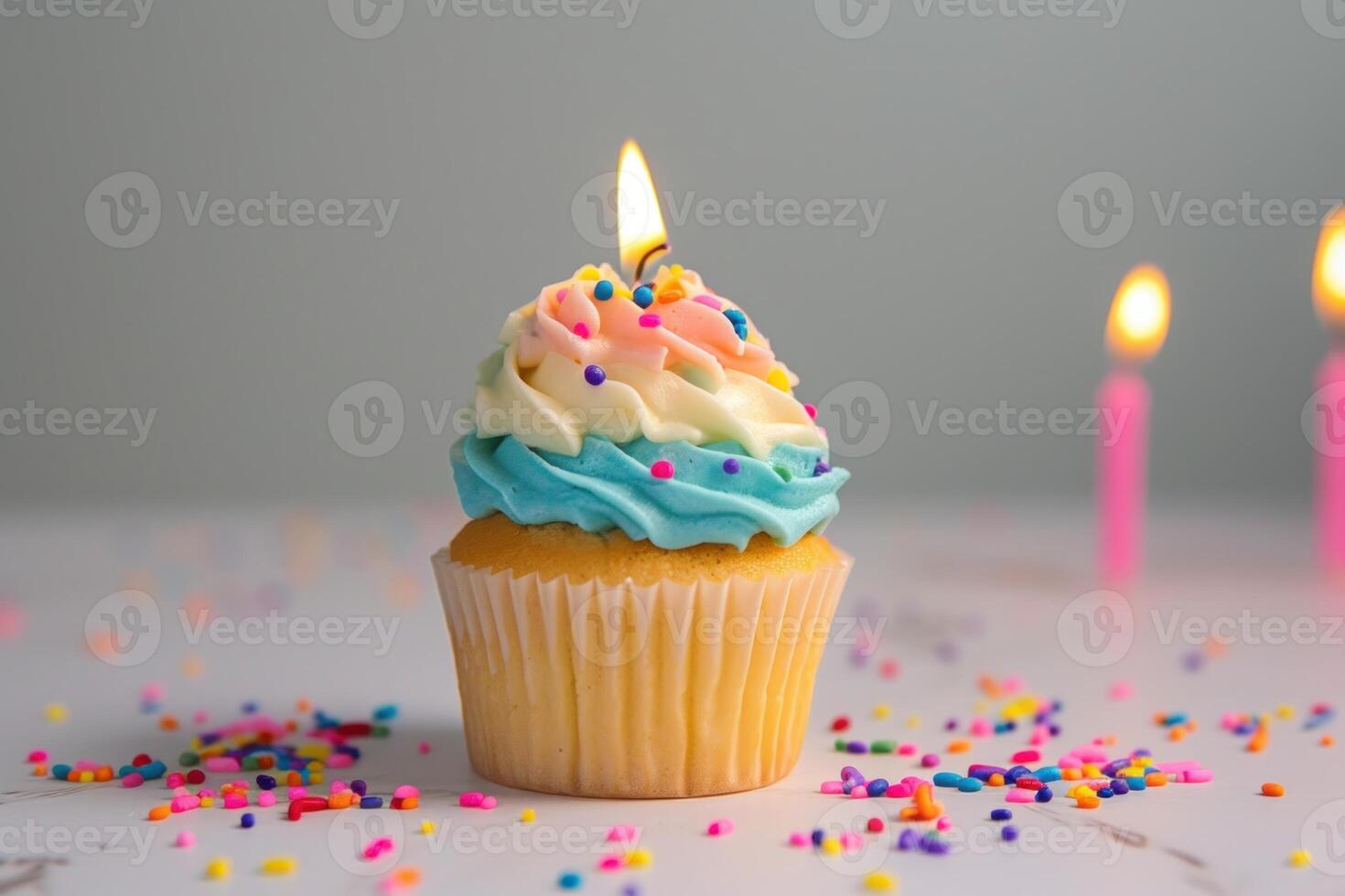 Tempting Birthday cupcake. Generate Ai photo