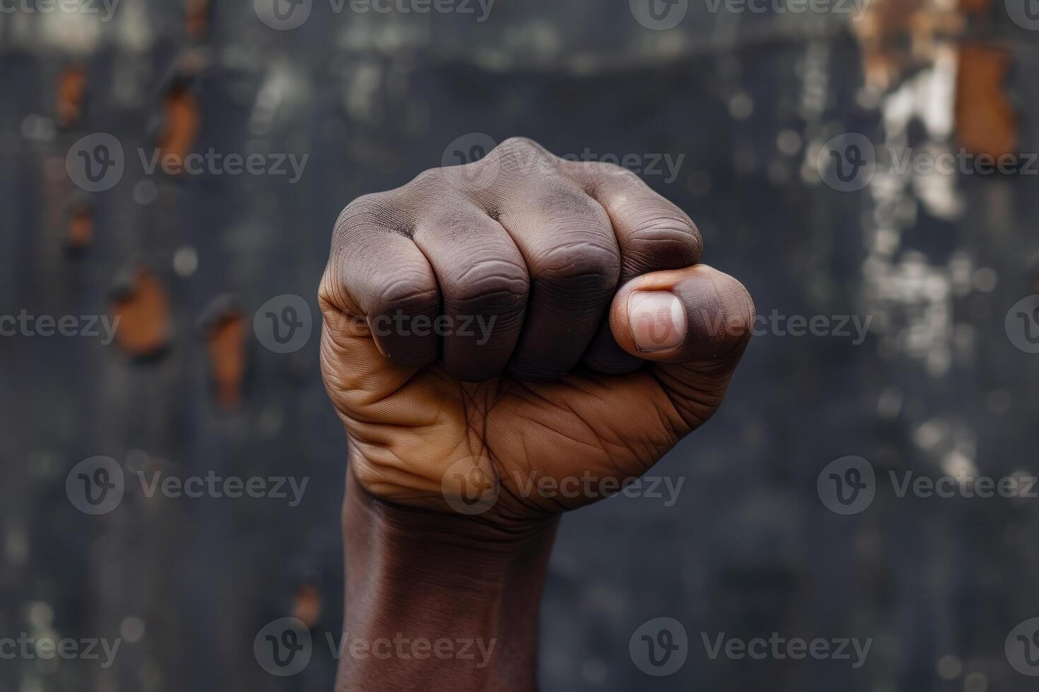 Unyielding Black hand fist clenched. Generate Ai photo