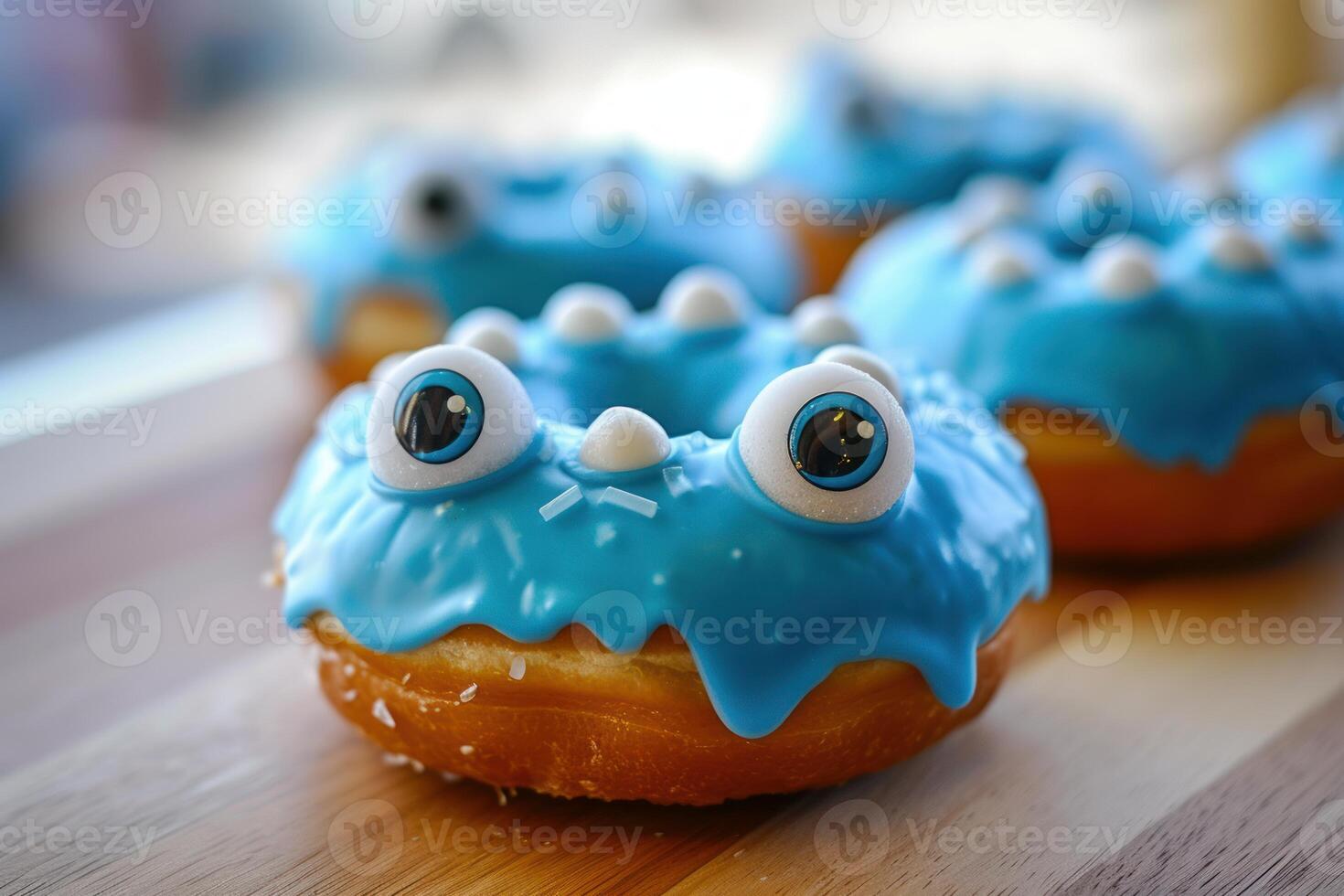 Monster-themed donuts with googly eyes photo